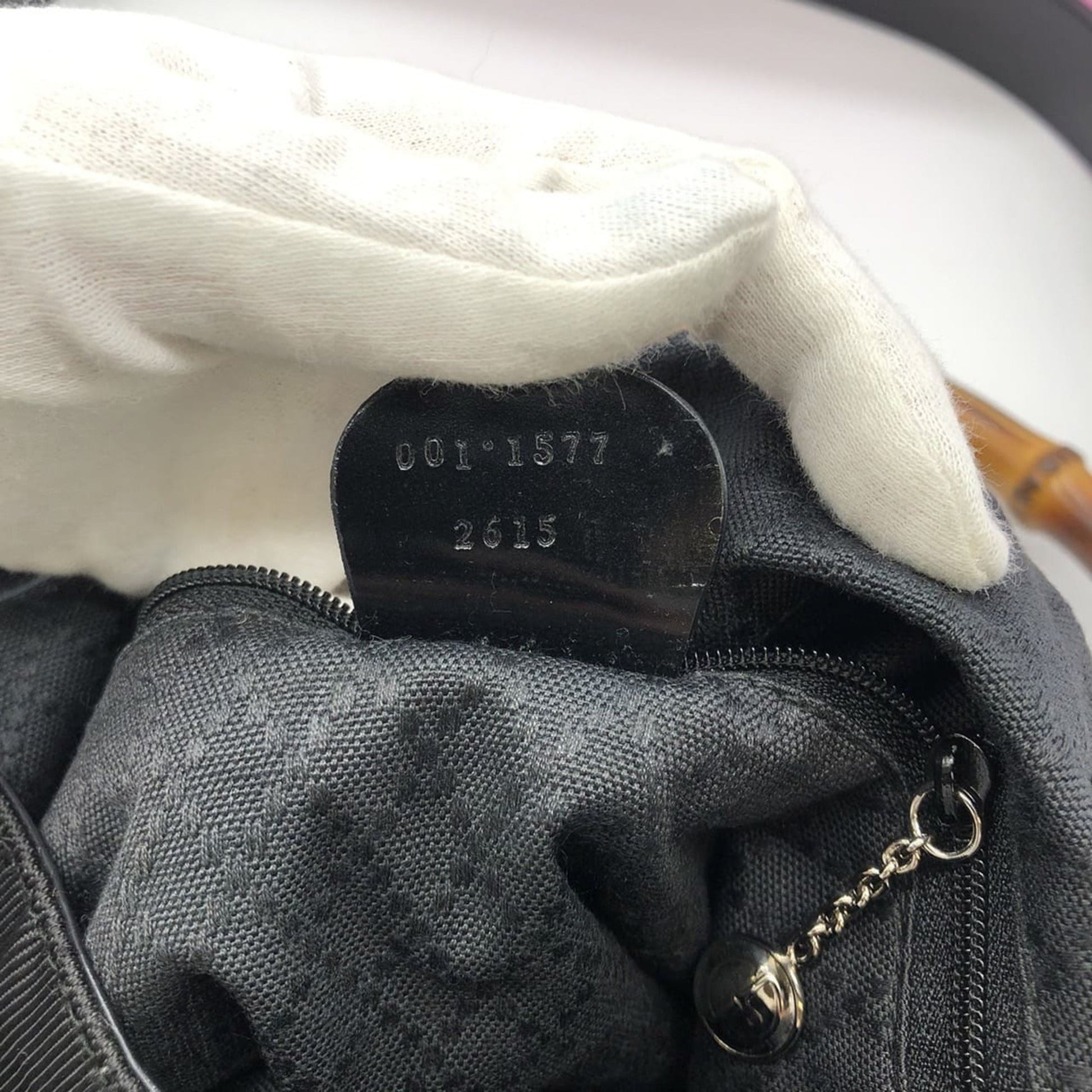 Gucci Black Bamboo Nylon Handbag Shoulder Bag
