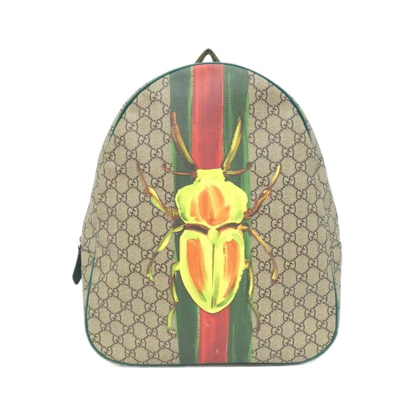 Gucci Beige Green Multi-Color Gg Supreme Backpack
