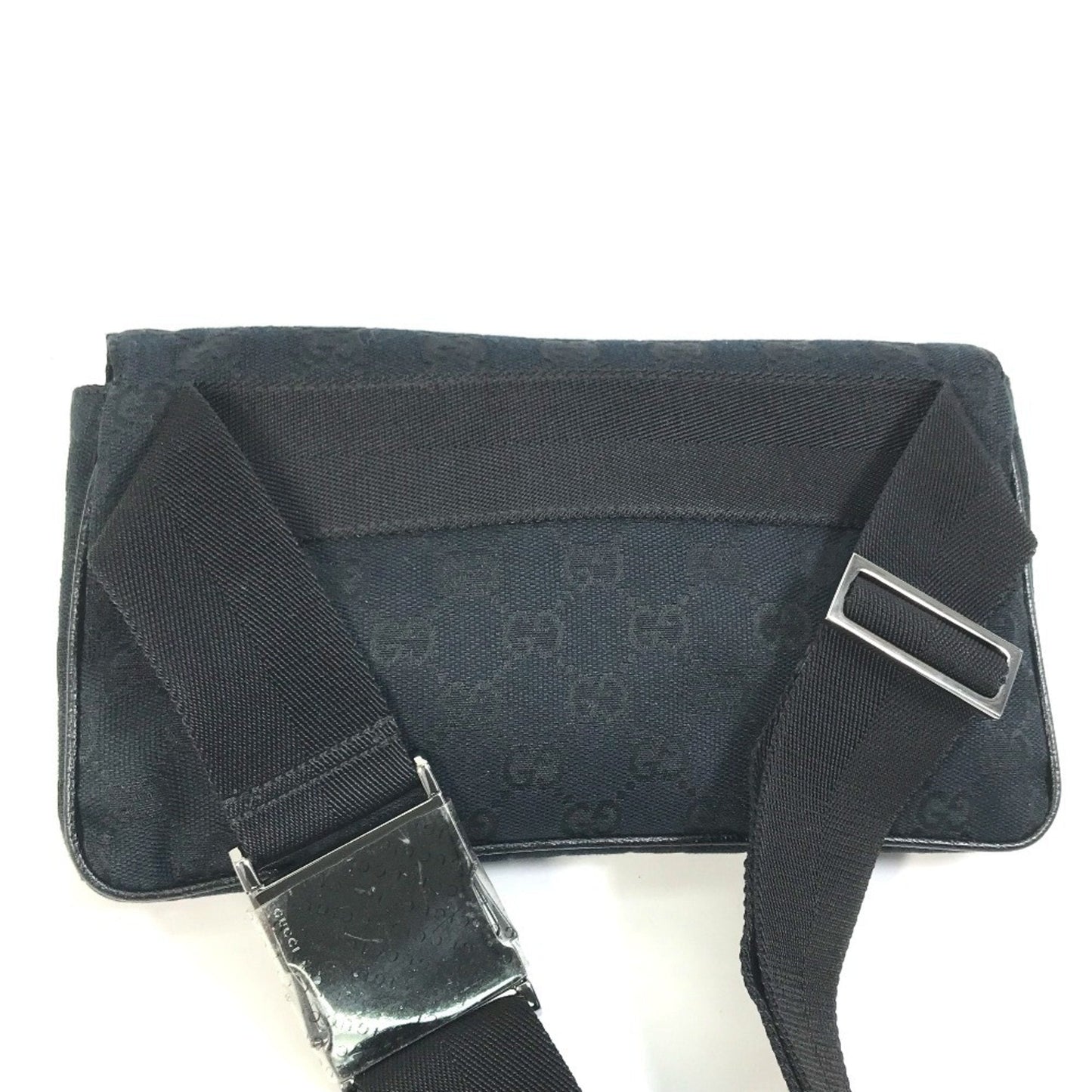 Gucci Black Gg Canvas Leather Fanny Pack