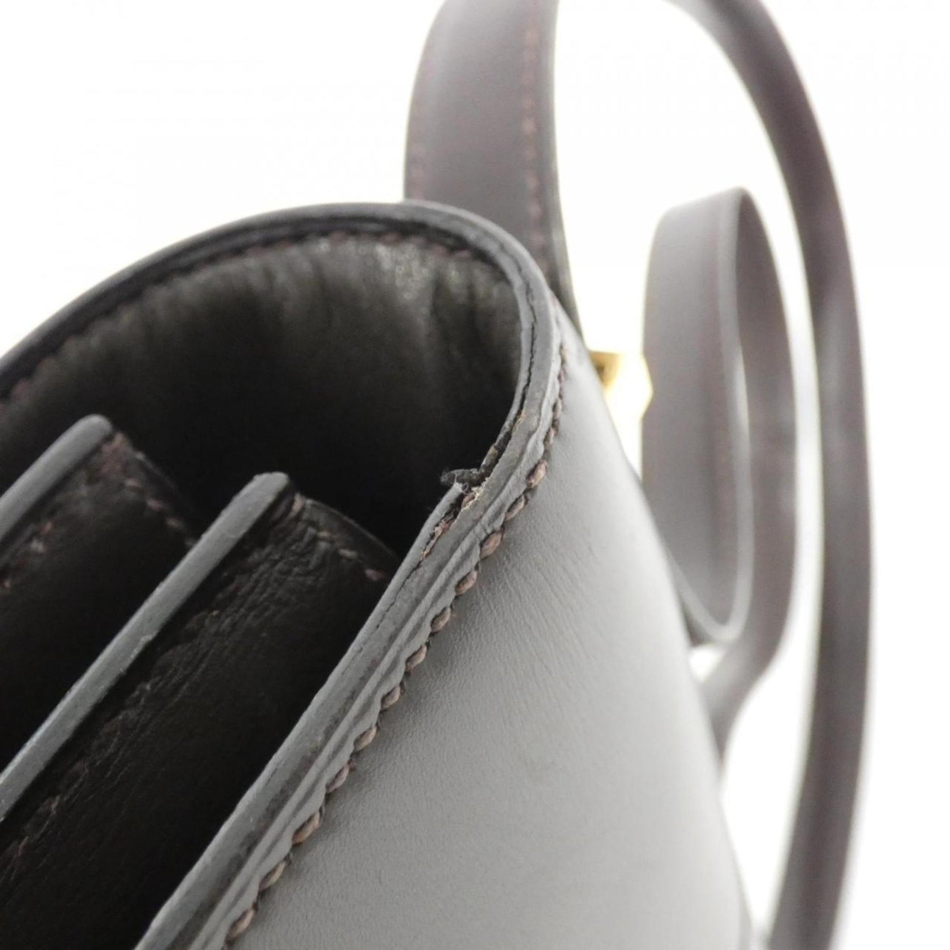 Hermes Ebene Box Calf Shoulder Bag Leather Calf Leather
