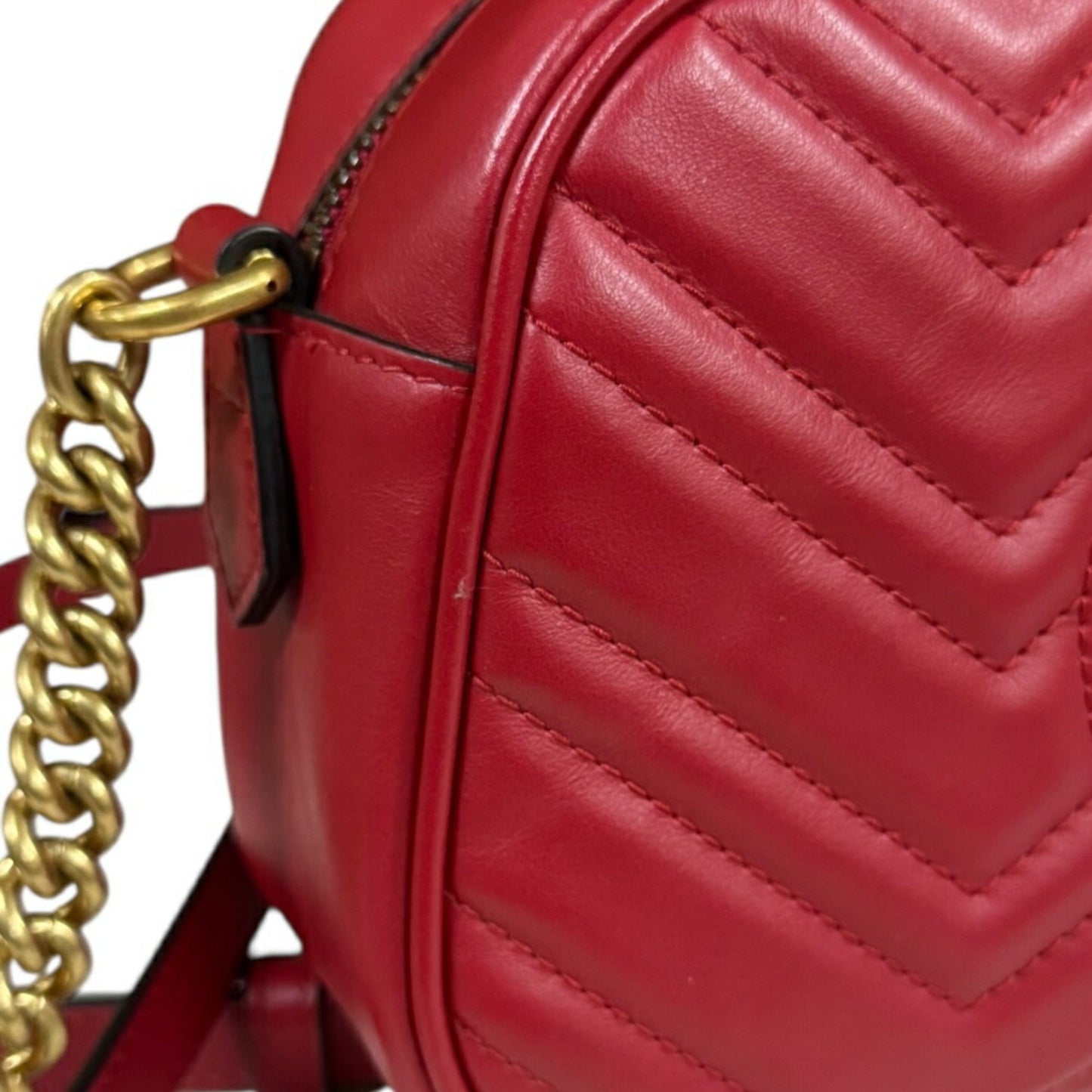 Gucci Gg Marmont Red Color Leather Shoulder Bag