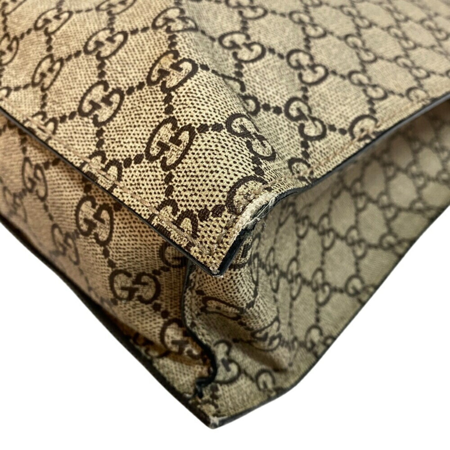 Gucci Beige Black Pvc Leather Tote Bag