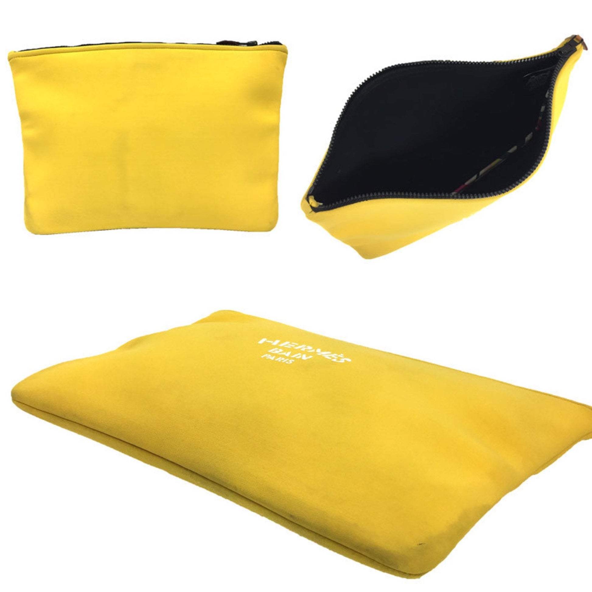 Hermes Polyamide Clutch Bag Pouch Yellow