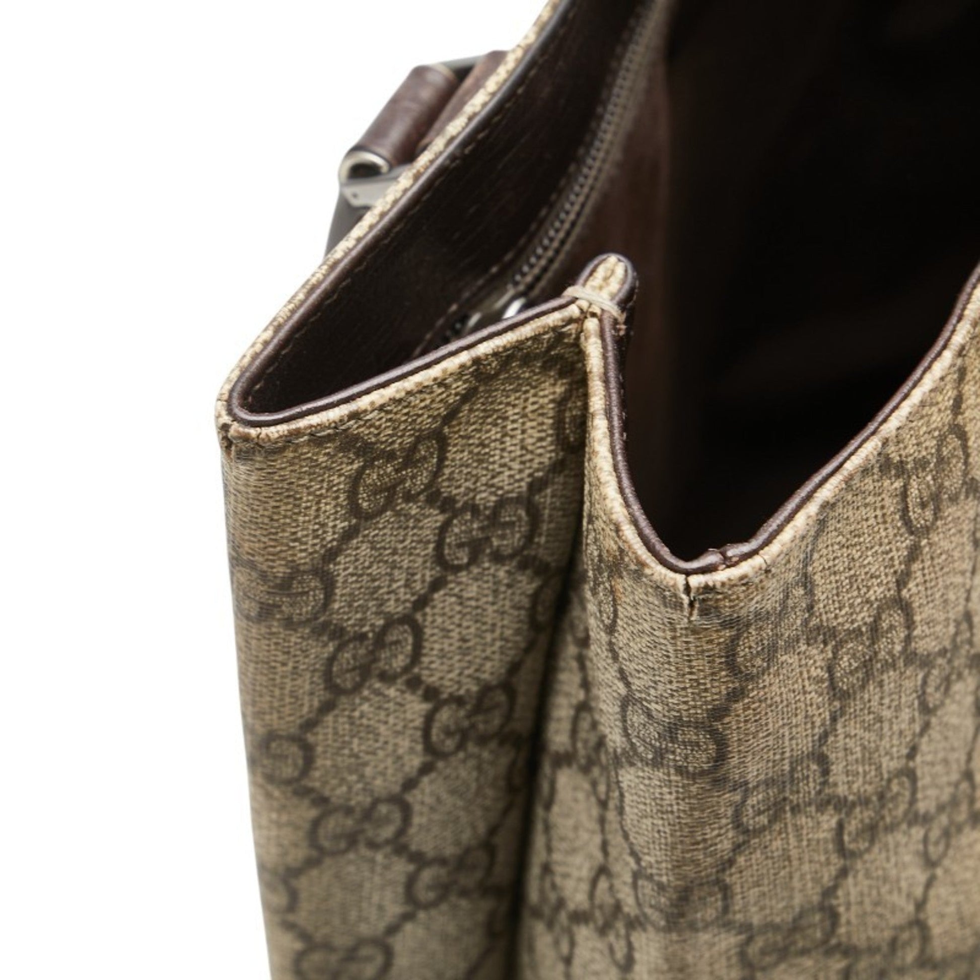 Gucci Beige Brown Pvc Leather Tote Bag