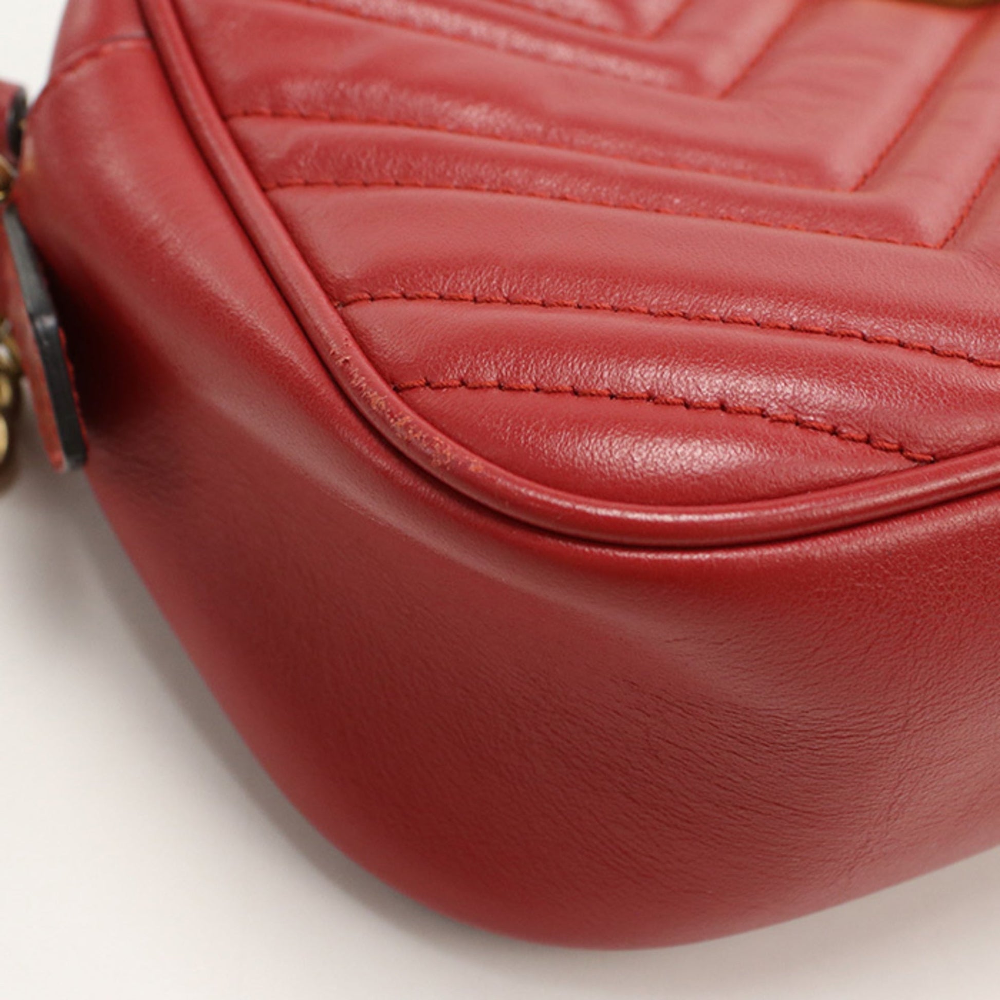 Gucci Red Color Leather Shoulder Bag