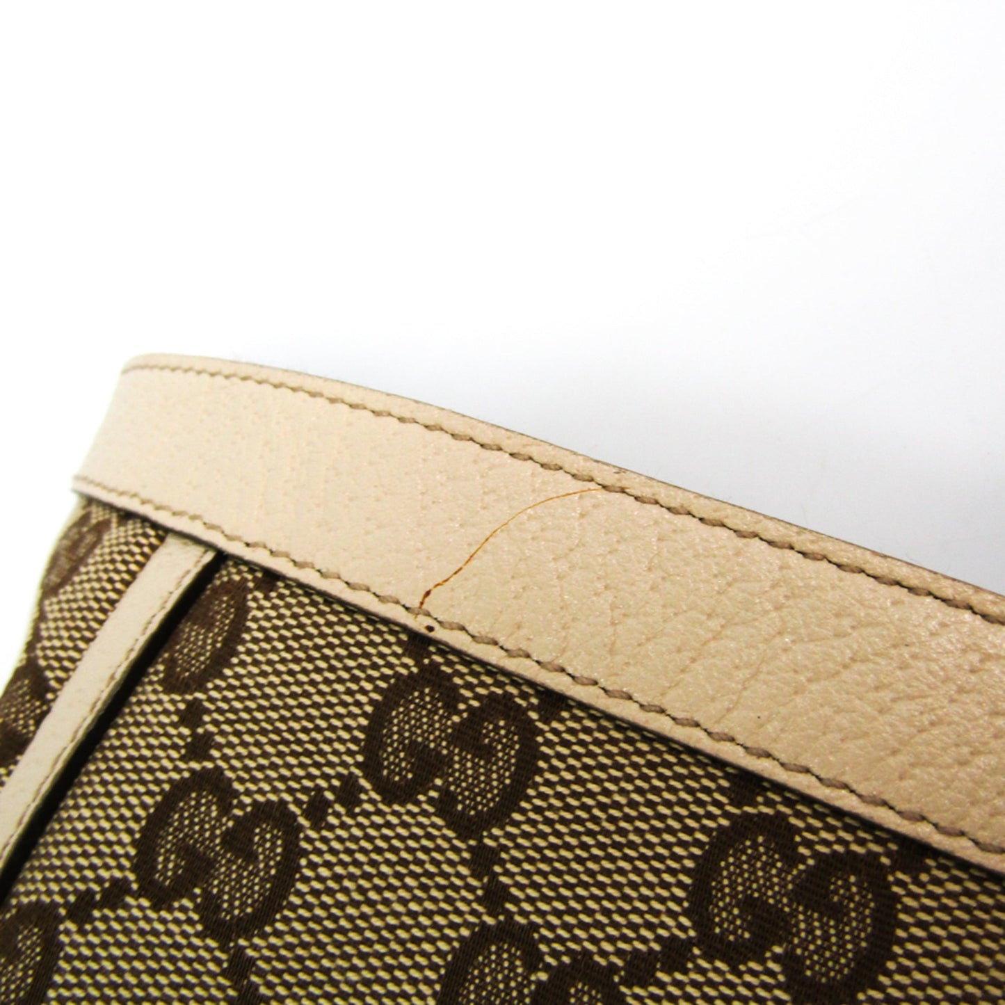 Gucci Gg Canvas Beige Cream Gg Canvas Leather Tote Bag