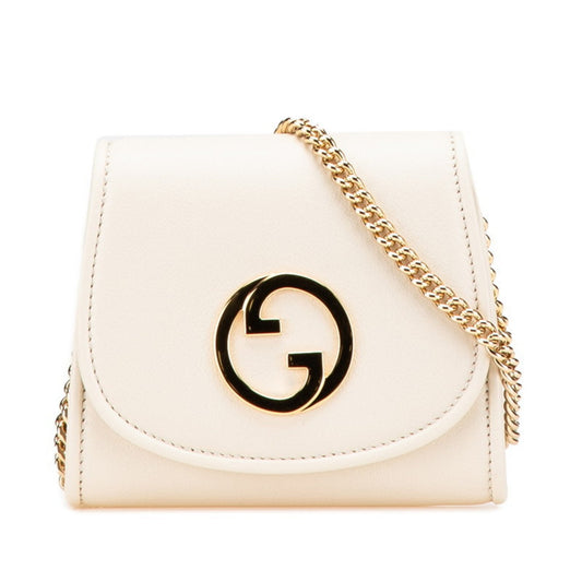 Gucci Gold Ivory Leather Shoulder Bag