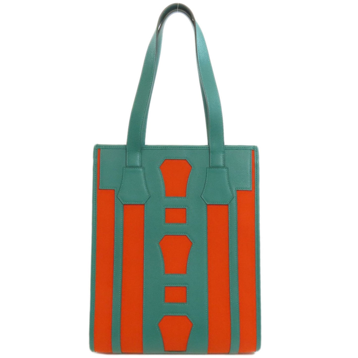 Hermes Tote Bag Leather Canvas Green