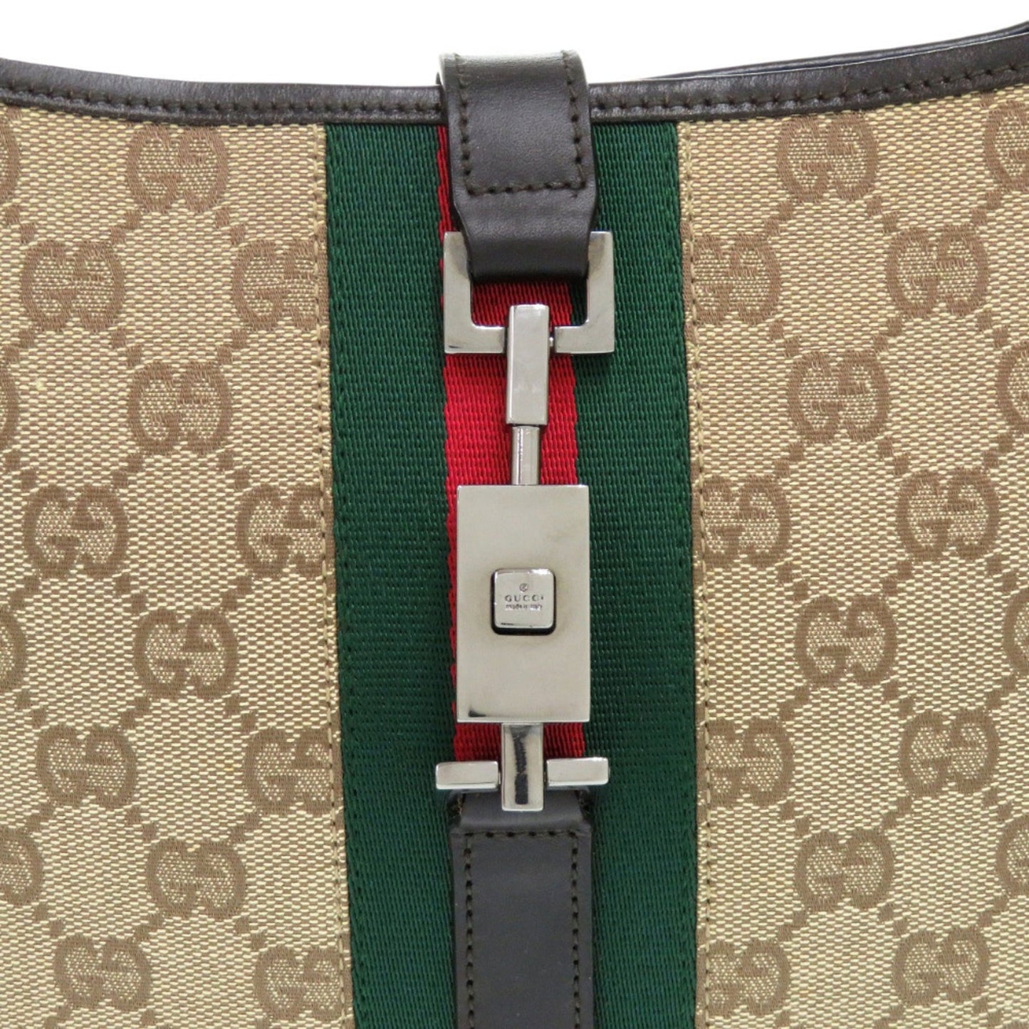 Gucci Beige Black Brown Gg Canvas Leather Shoulder Bag