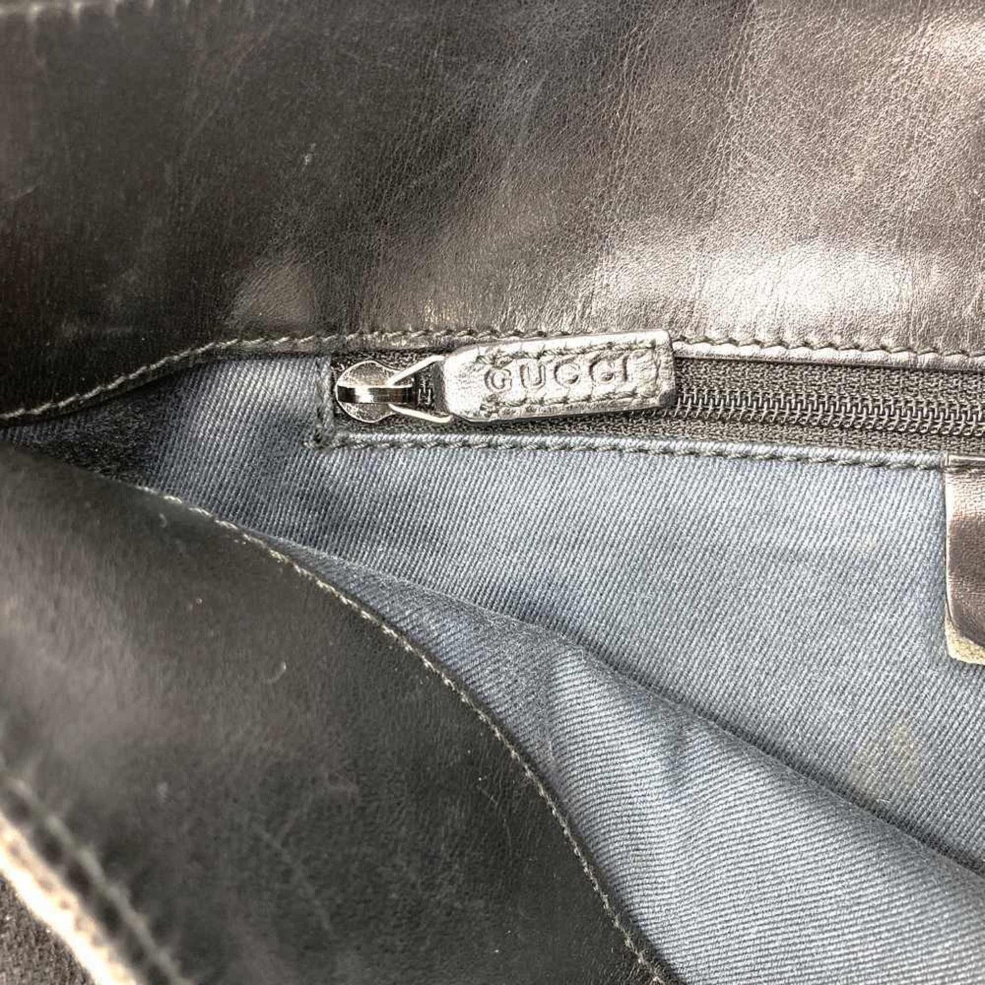 Gucci Black Denim Leather Shoulder Bag