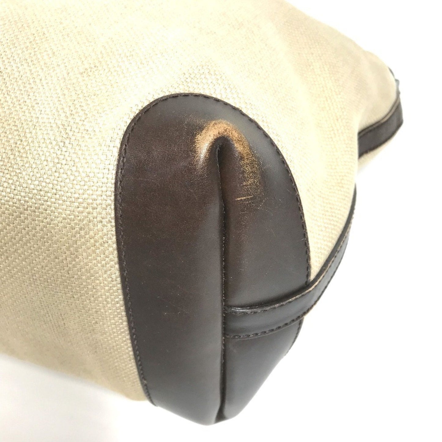 Gucci Beige Brown Leather Canvas Boston Bag Pouch Shoulder Bag Tote Bag