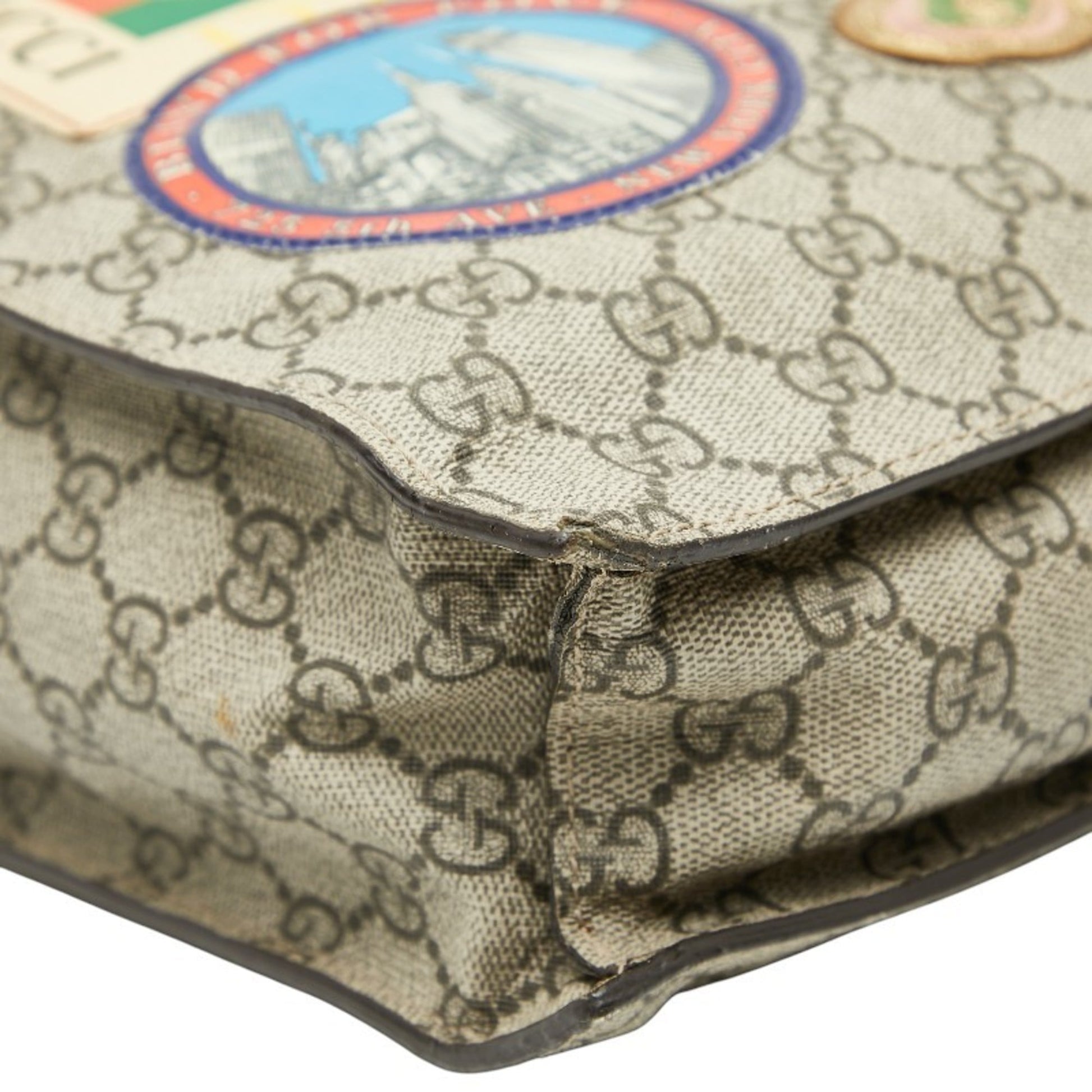 Gucci Beige Multi-Color Pvc Leather Shoulder Bag Tote Bag