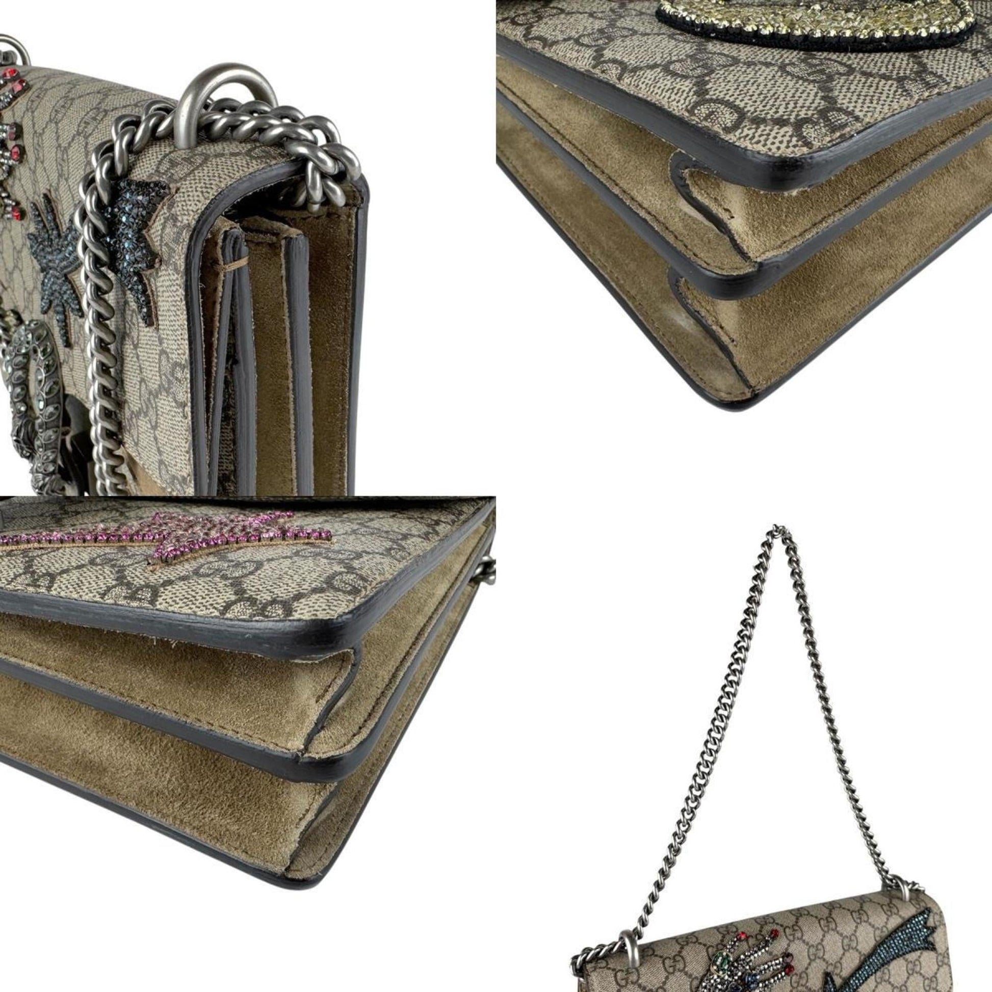 Gucci Brown Multi-Color Gg Supreme Rhinestone Shoulder Bag