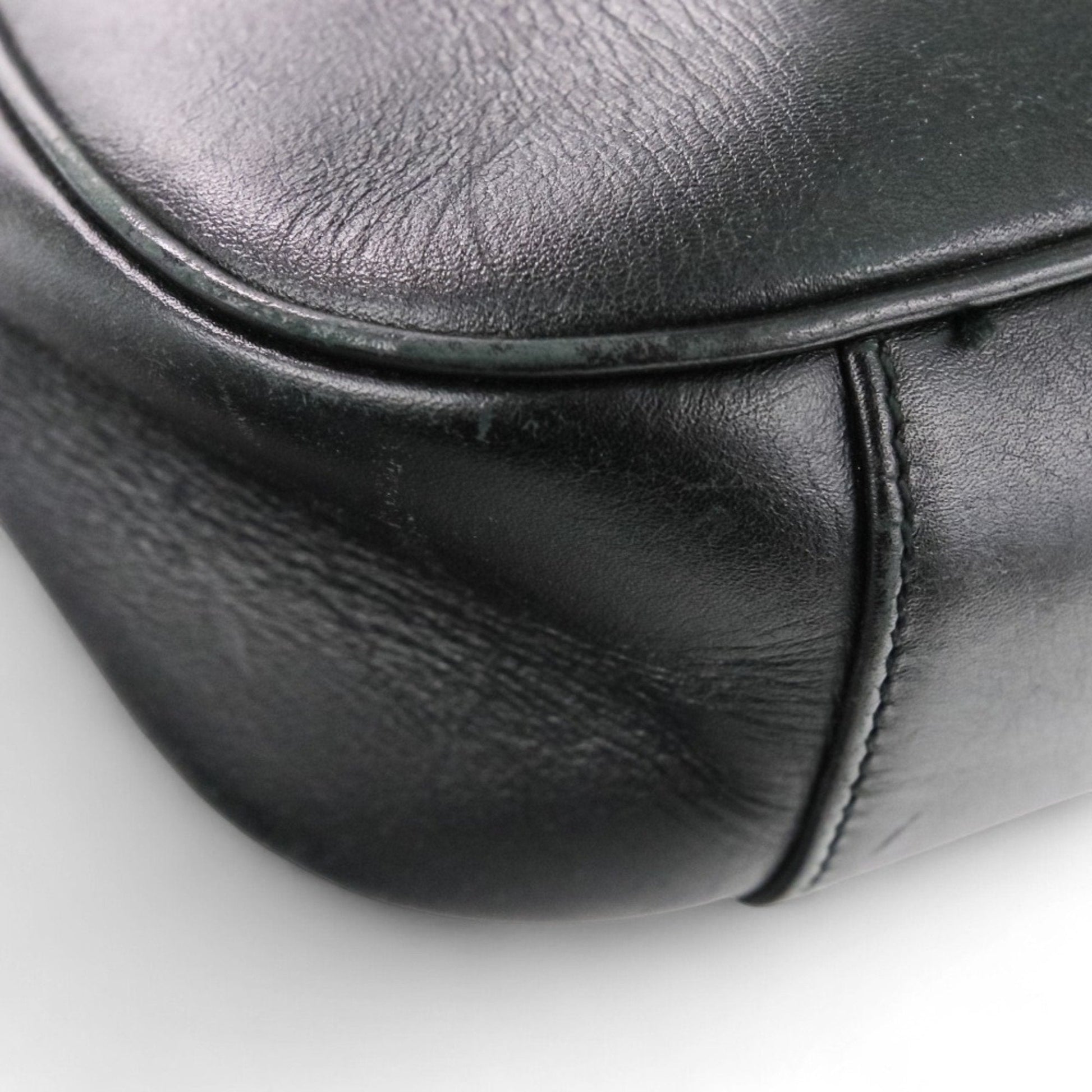Gucci Black Leather Gg Canvas Handbag Shoulder Bag