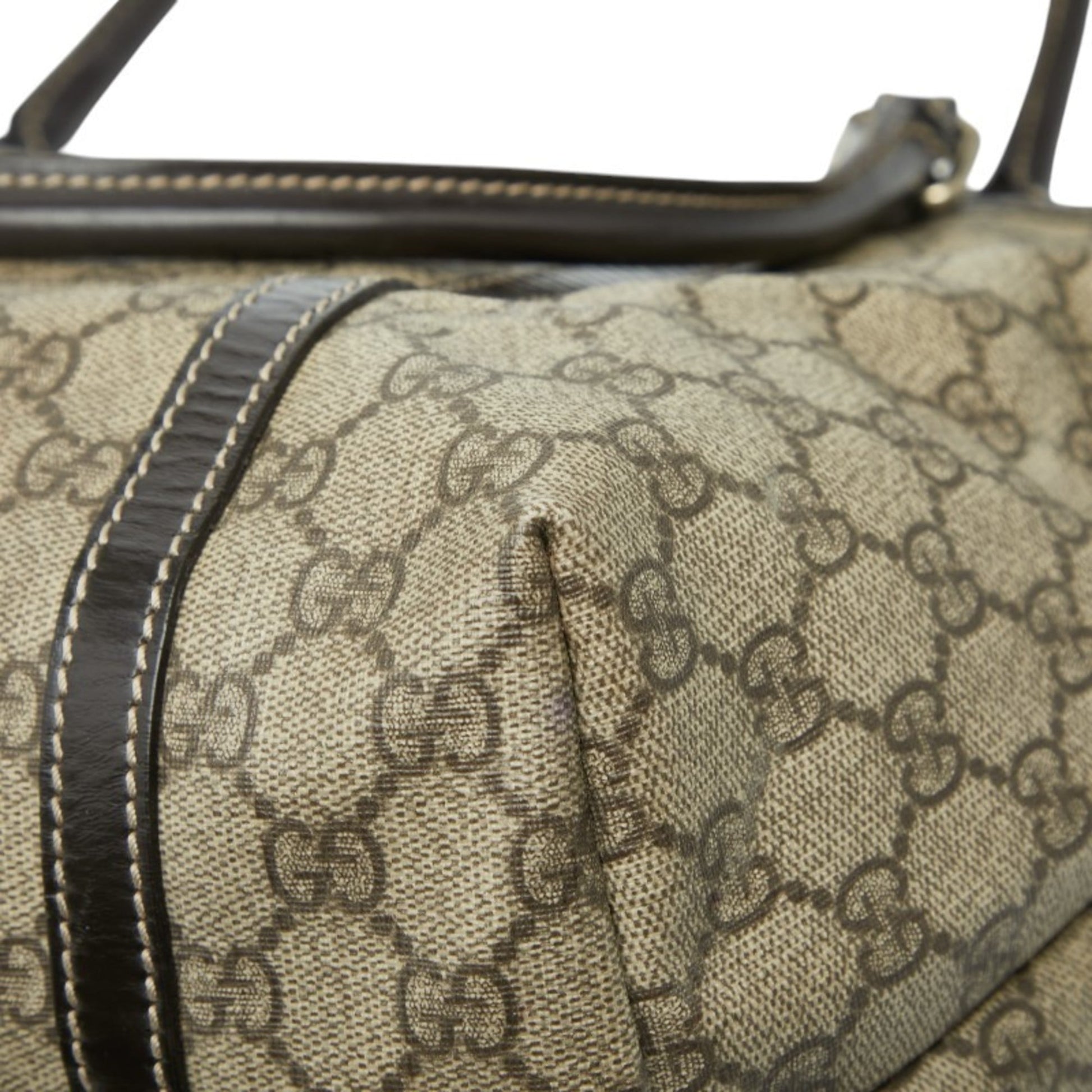 Gucci Beige Brown Pvc Leather Tote Bag