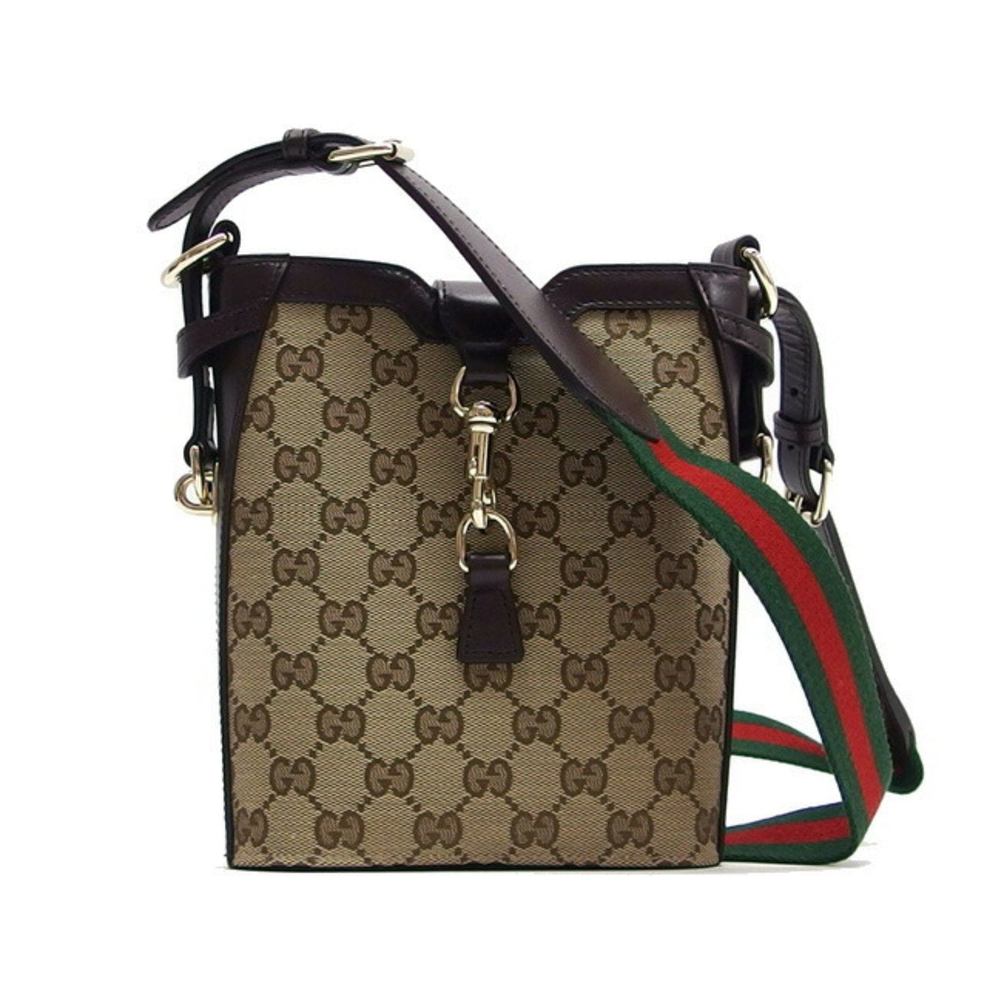 Gucci Beige Dark Brown Canvas Shoulder Bag