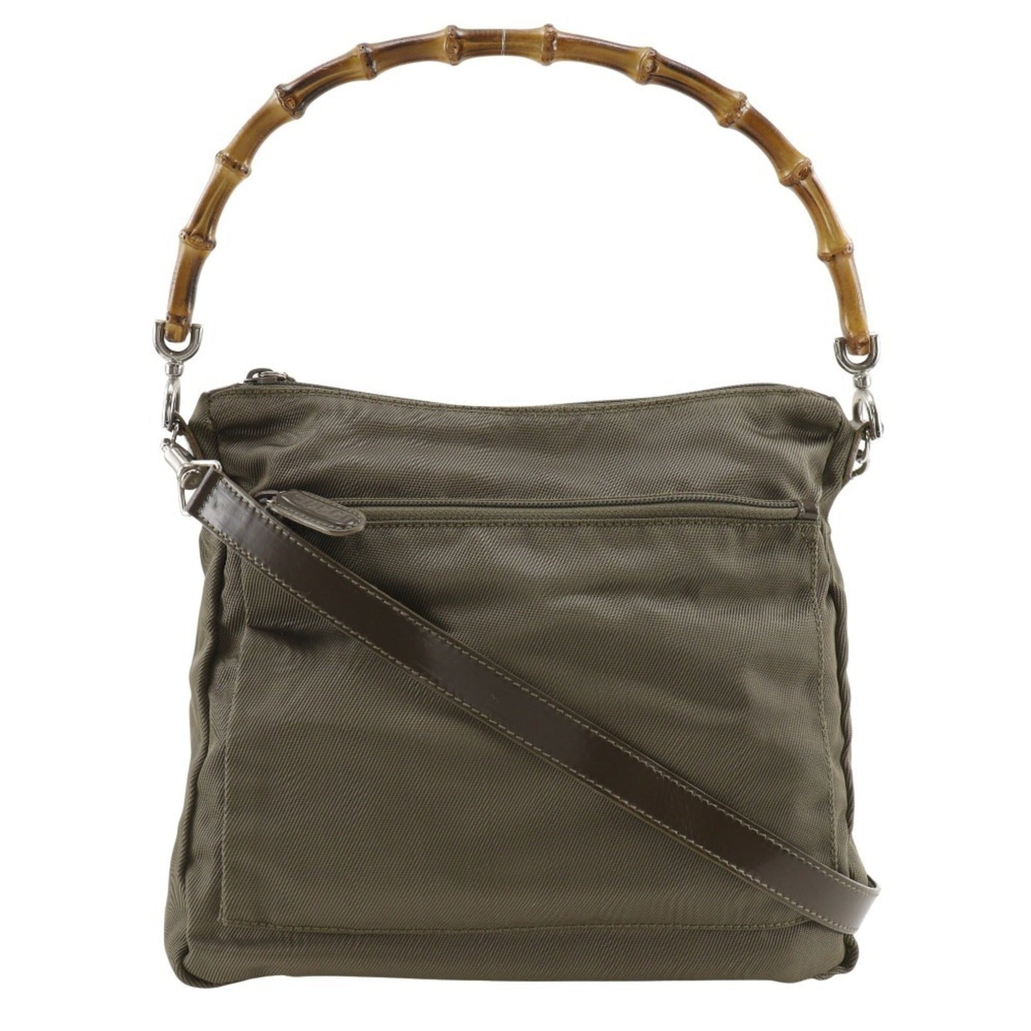 Gucci Khaki Nylon Canvas Shoulder Bag