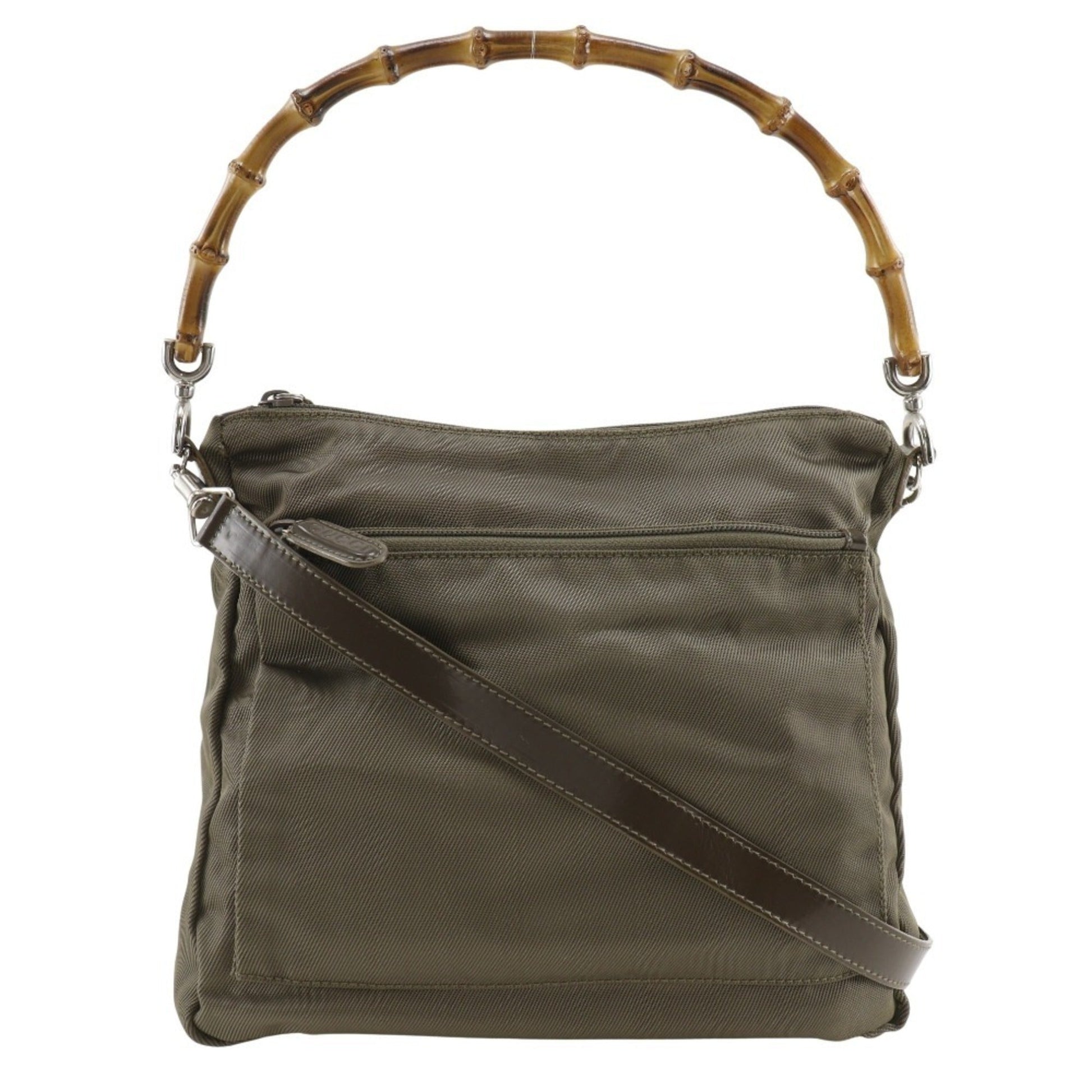 Gucci Khaki Nylon Canvas Shoulder Bag