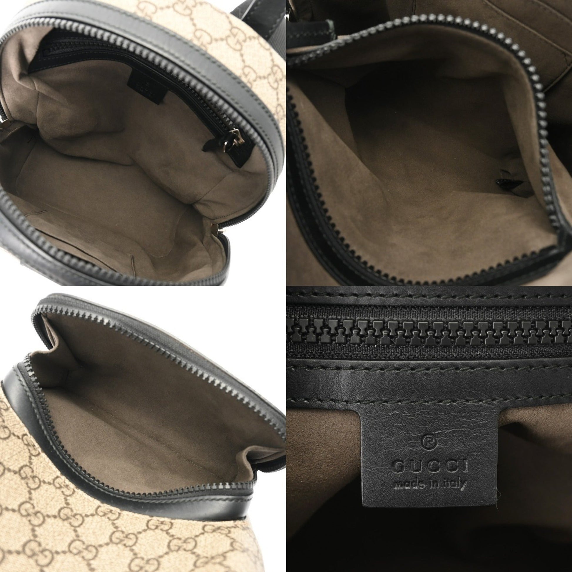Gucci Beige Gg Supreme Canvas Leather Backpack