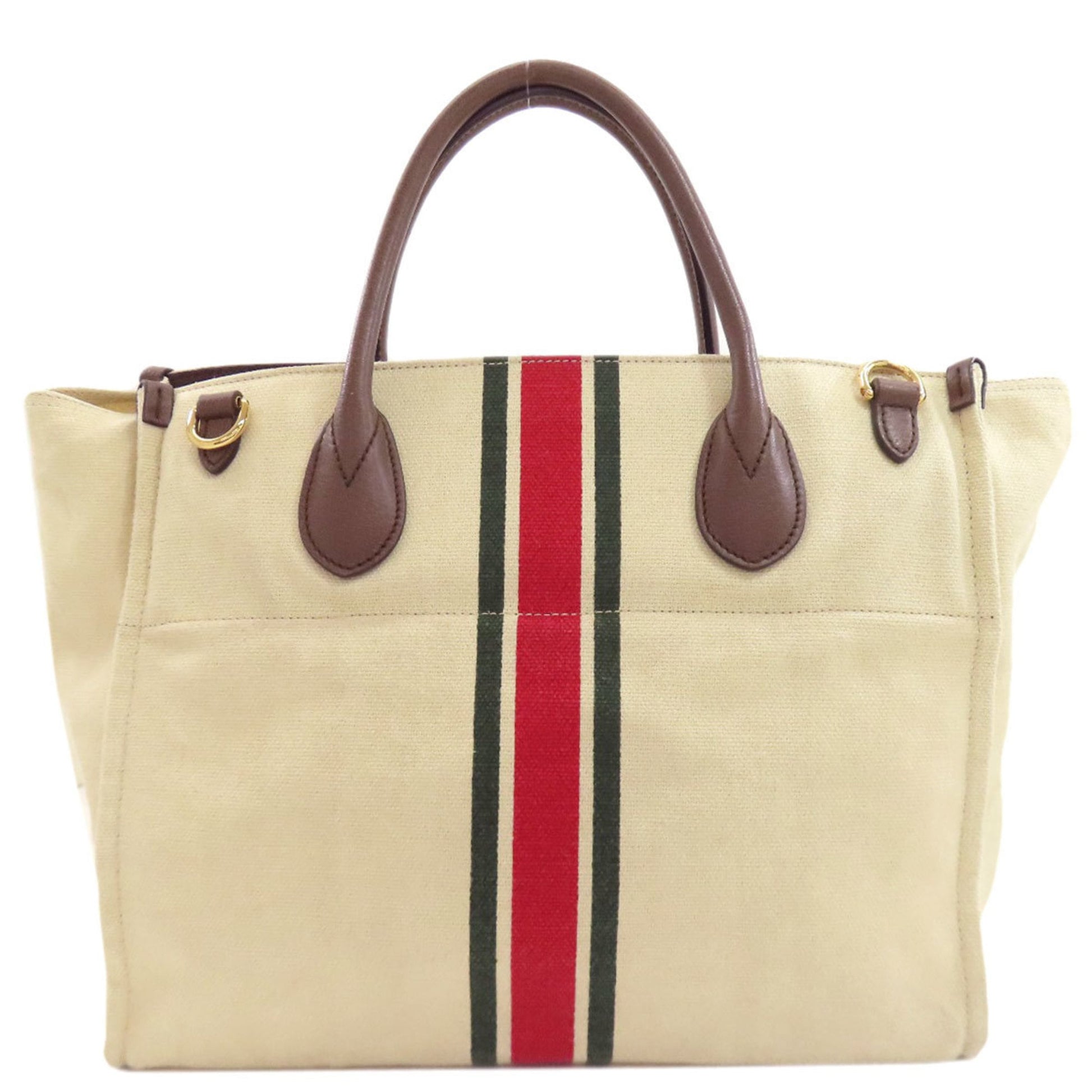 Gucci Beige Brown Canvas Handbag