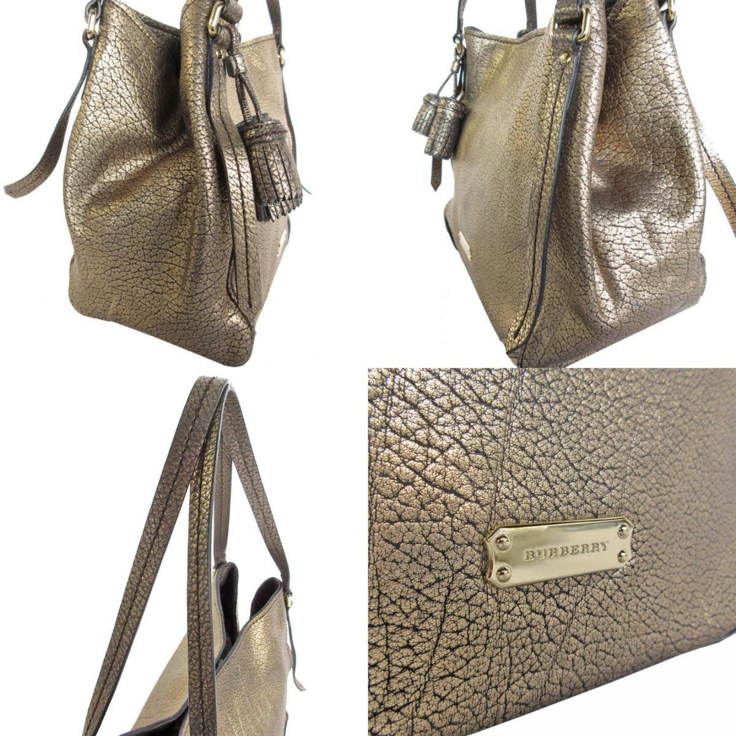 Burberry Shoulder Bag Leather Gold