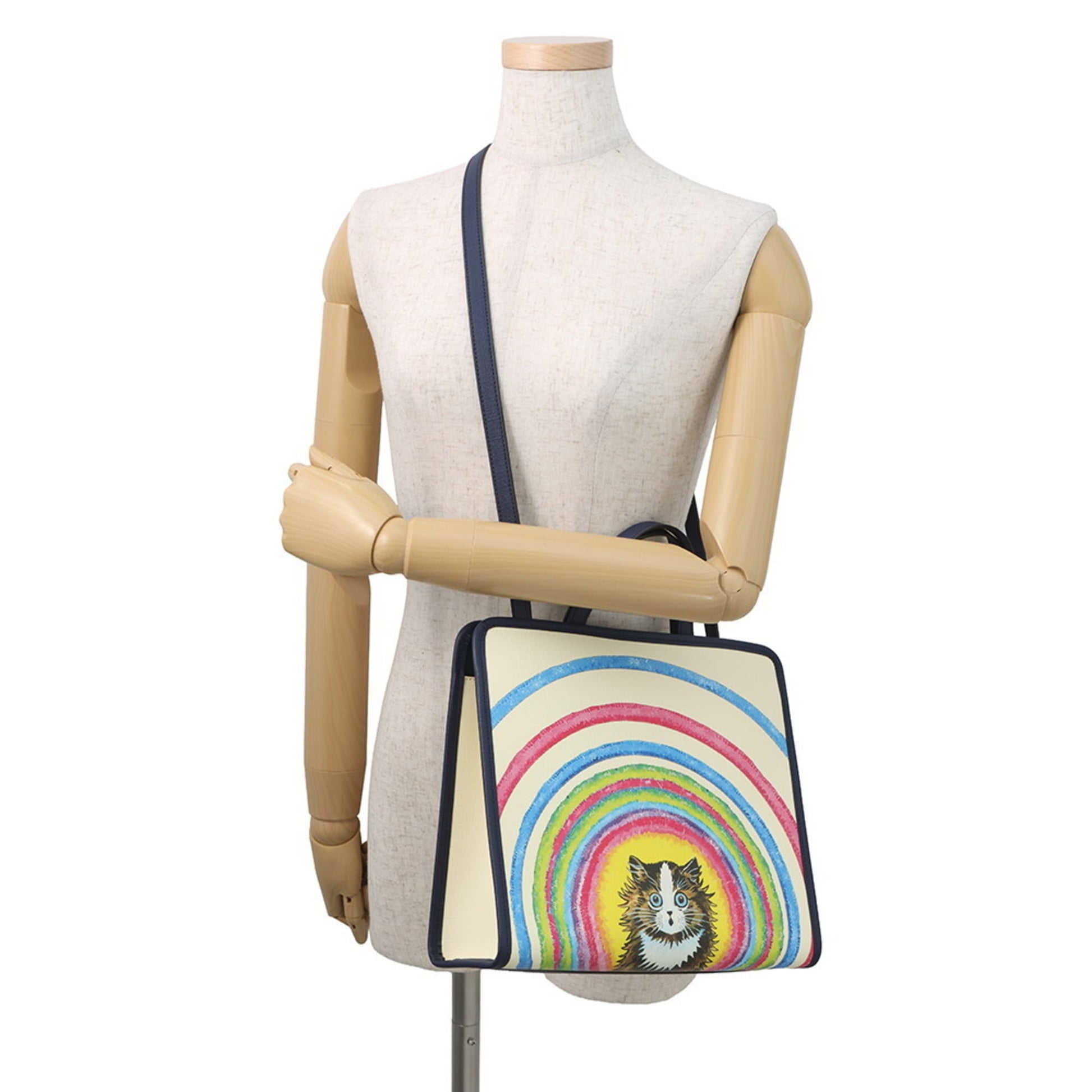 Gucci Ivory Multi-Color Navy Leather Shoulder Bag Tote Bag