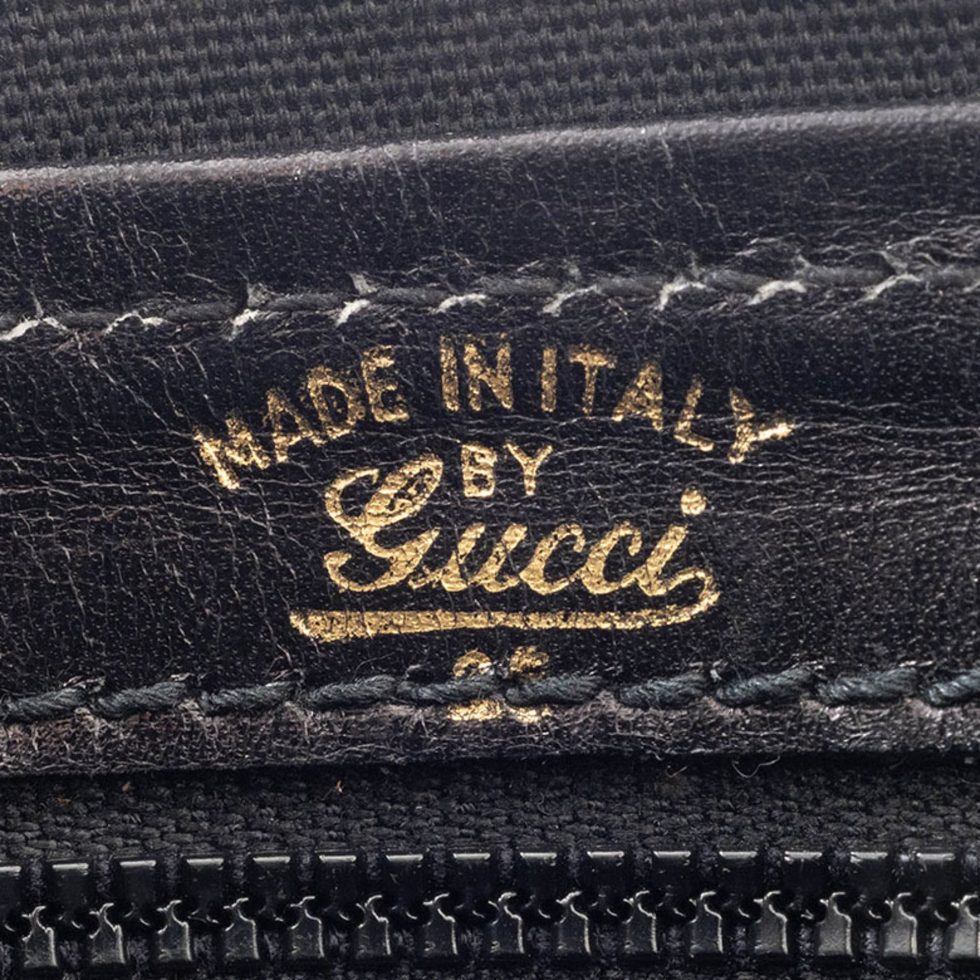 Gucci Black Gg Canvas Leather Handbag