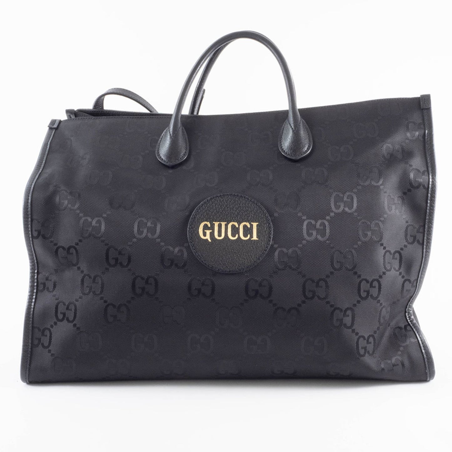 Gucci Black Nylon Leather Tote Bag