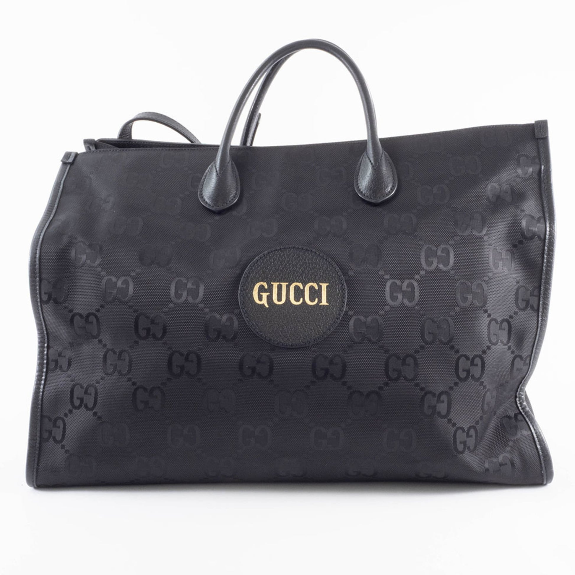 Gucci Black Nylon Leather Tote Bag