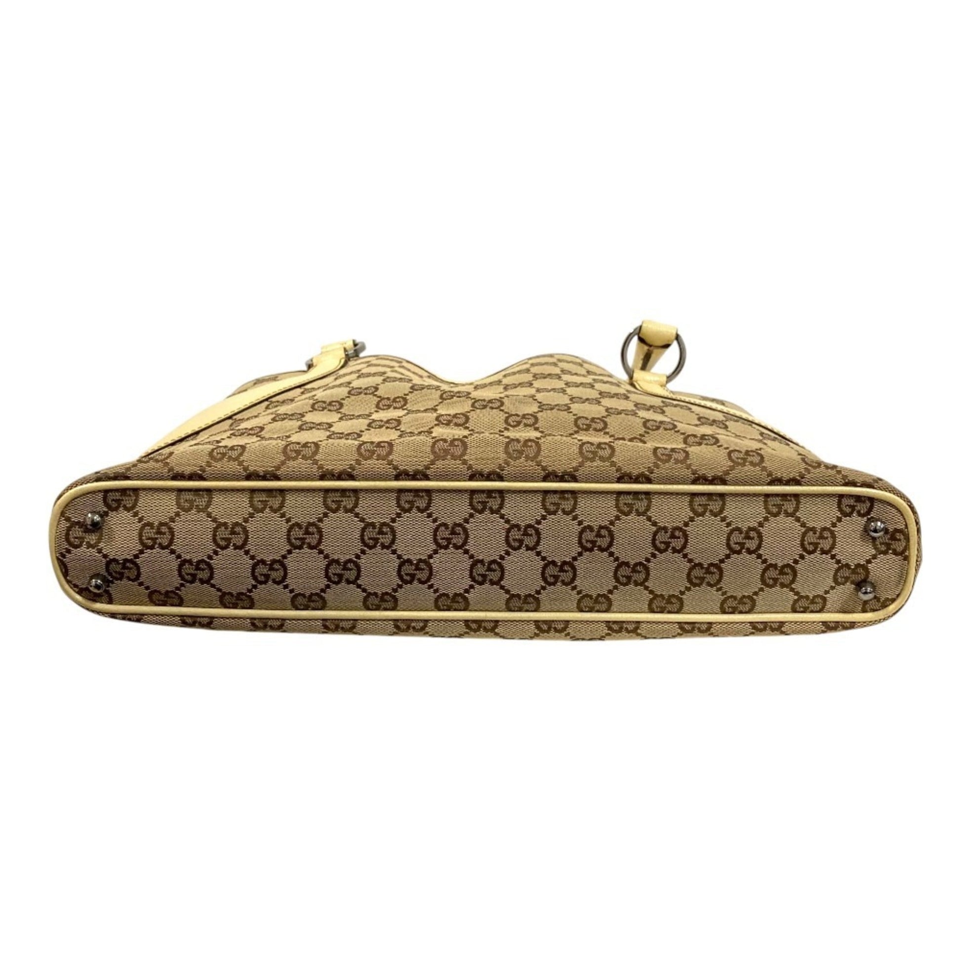 Gucci Beige Gg Canvas Leather Handbag