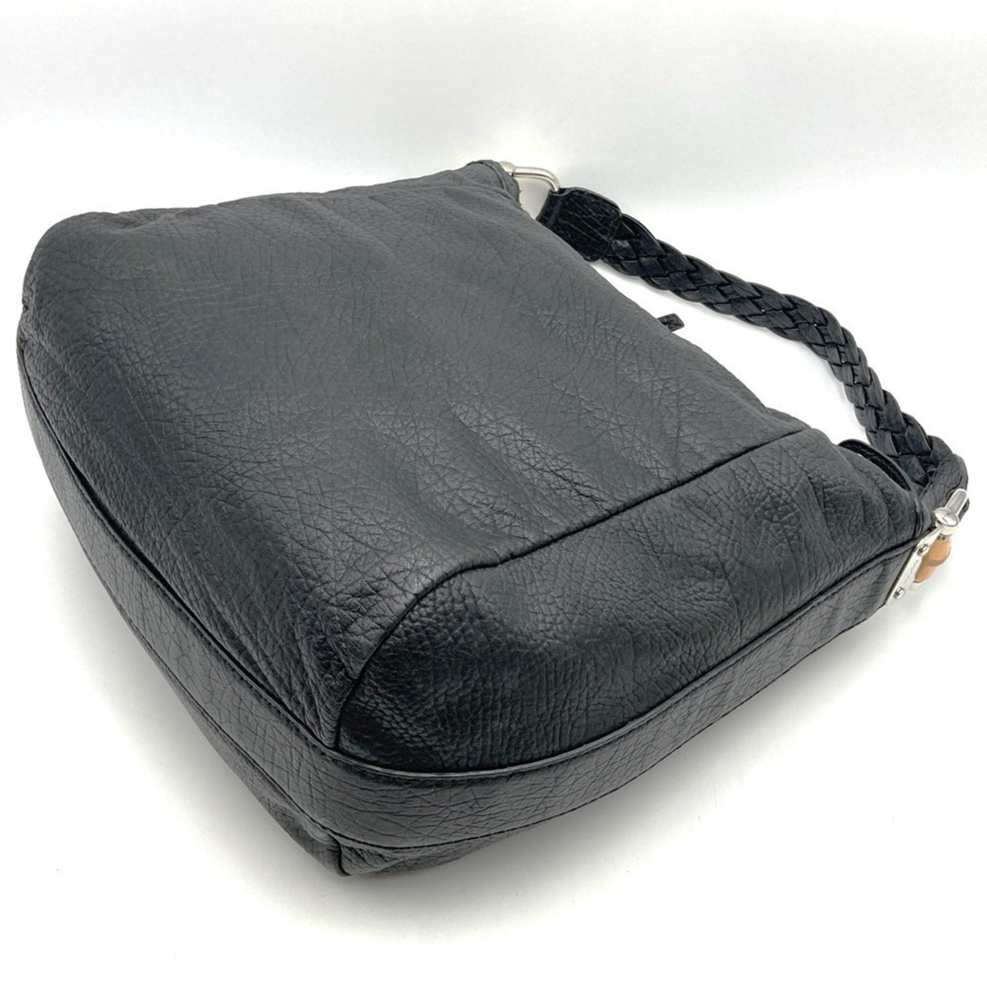 Gucci Black Bamboo Leather Handbag Shoulder Bag