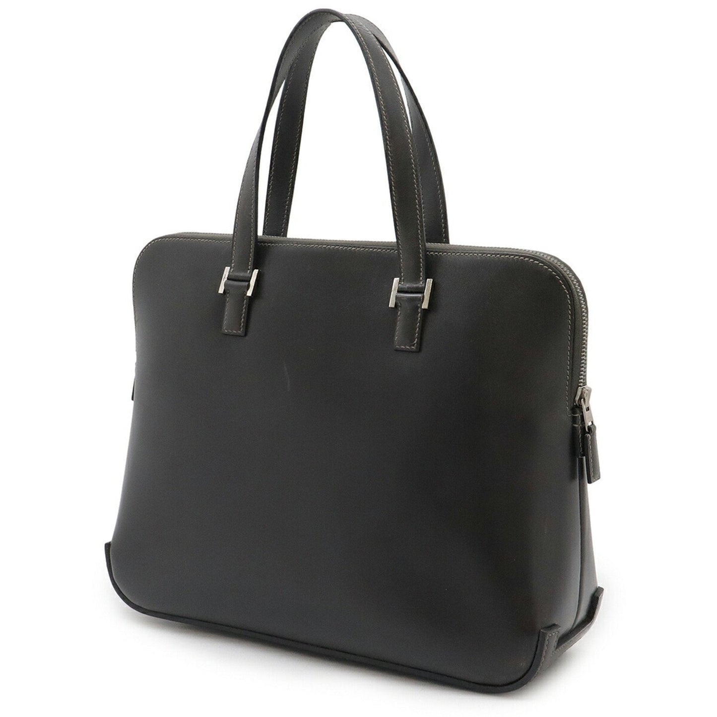 Hermes Dark Box Calf Handbag Tote Bag Leather Calf Leather Gray