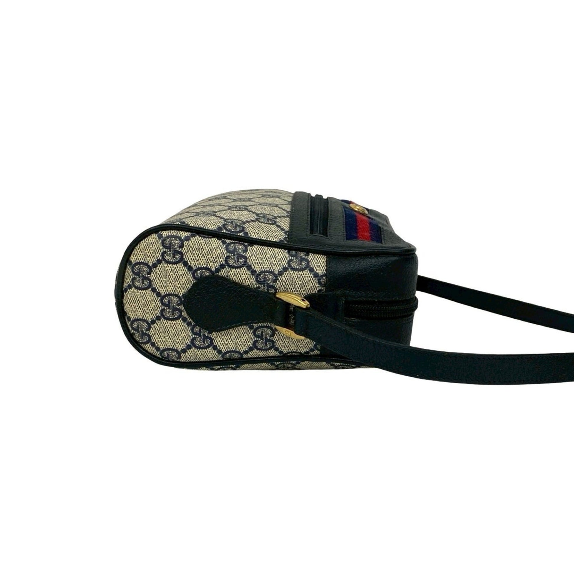 Gucci Navy Red Color Leather Pvc Pochette Shoulder Bag