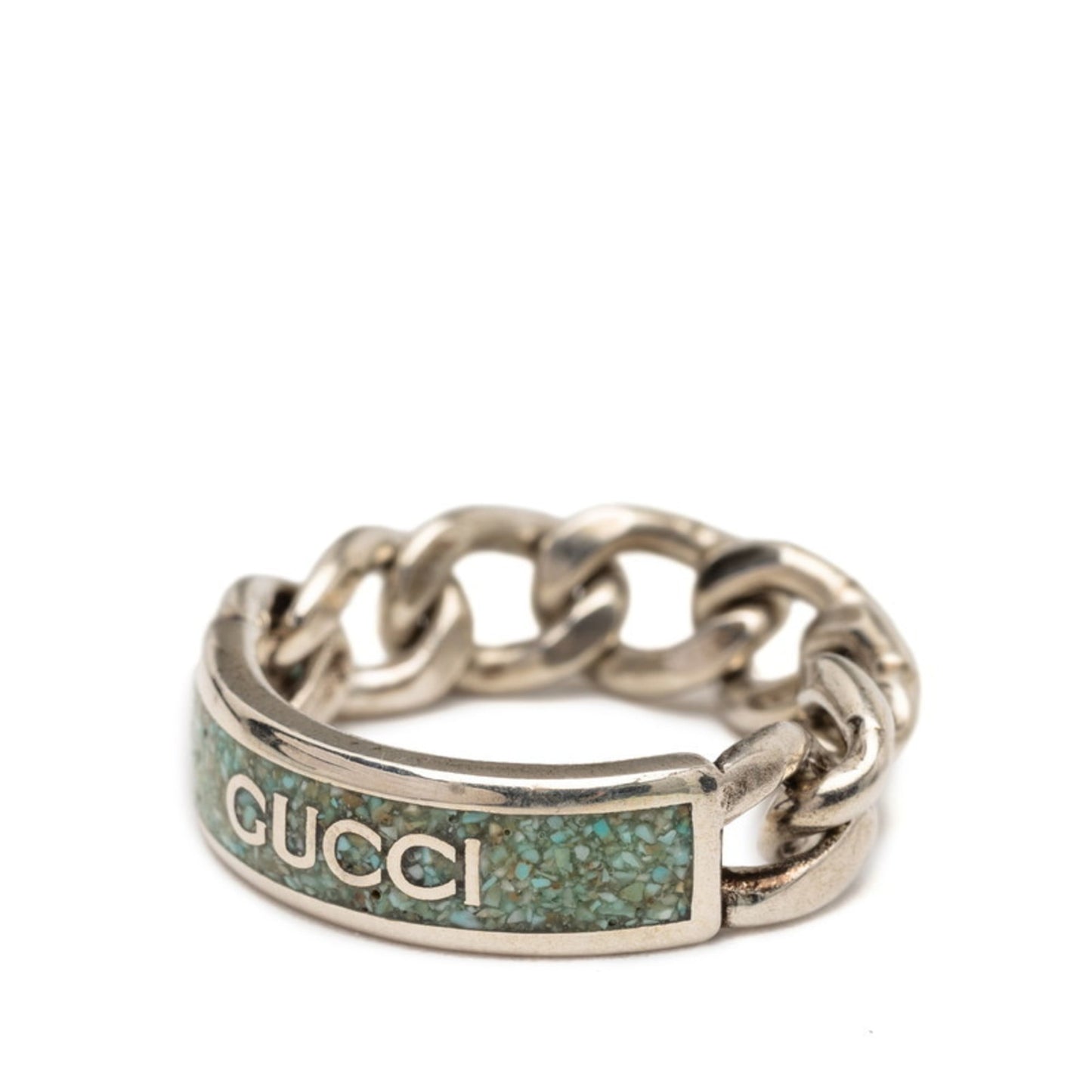 Gucci Silver Light Blue Enamel Silver 925 Band Ring