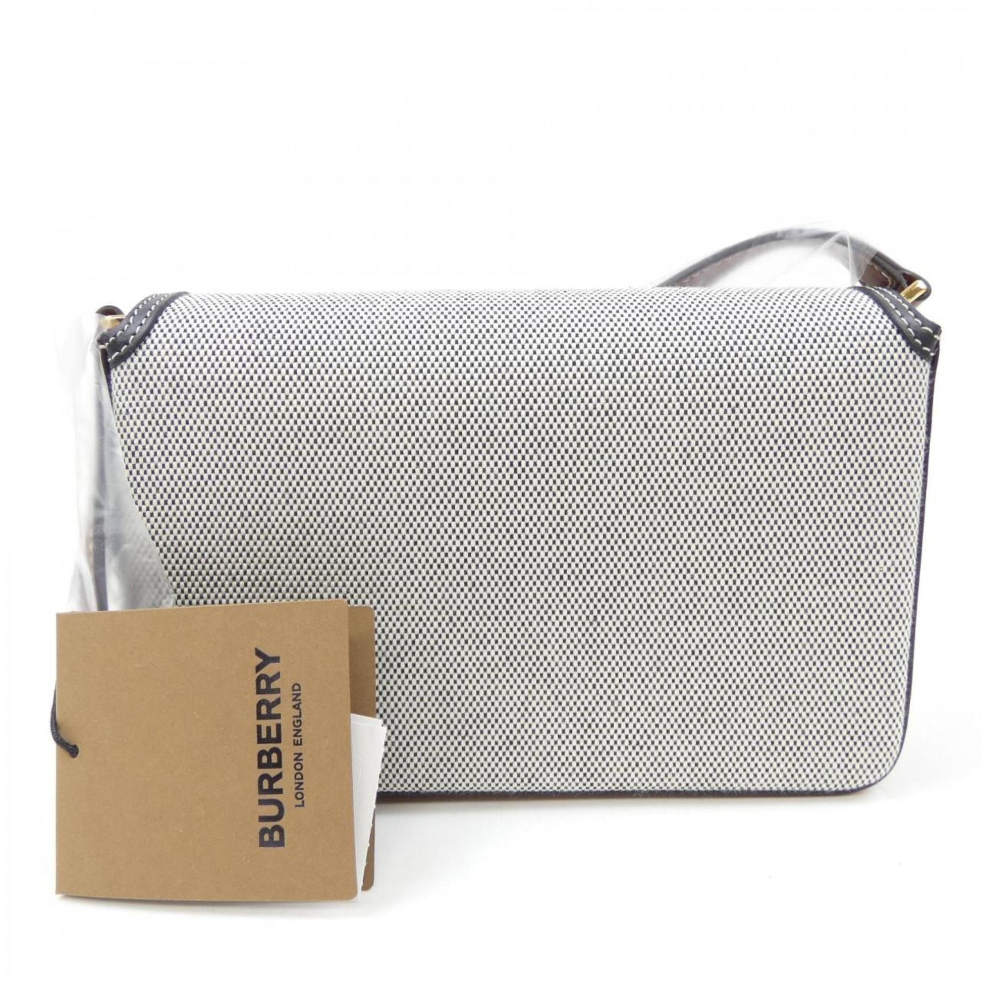 Burberry Handbag Shoulder Bag Black White Gray
