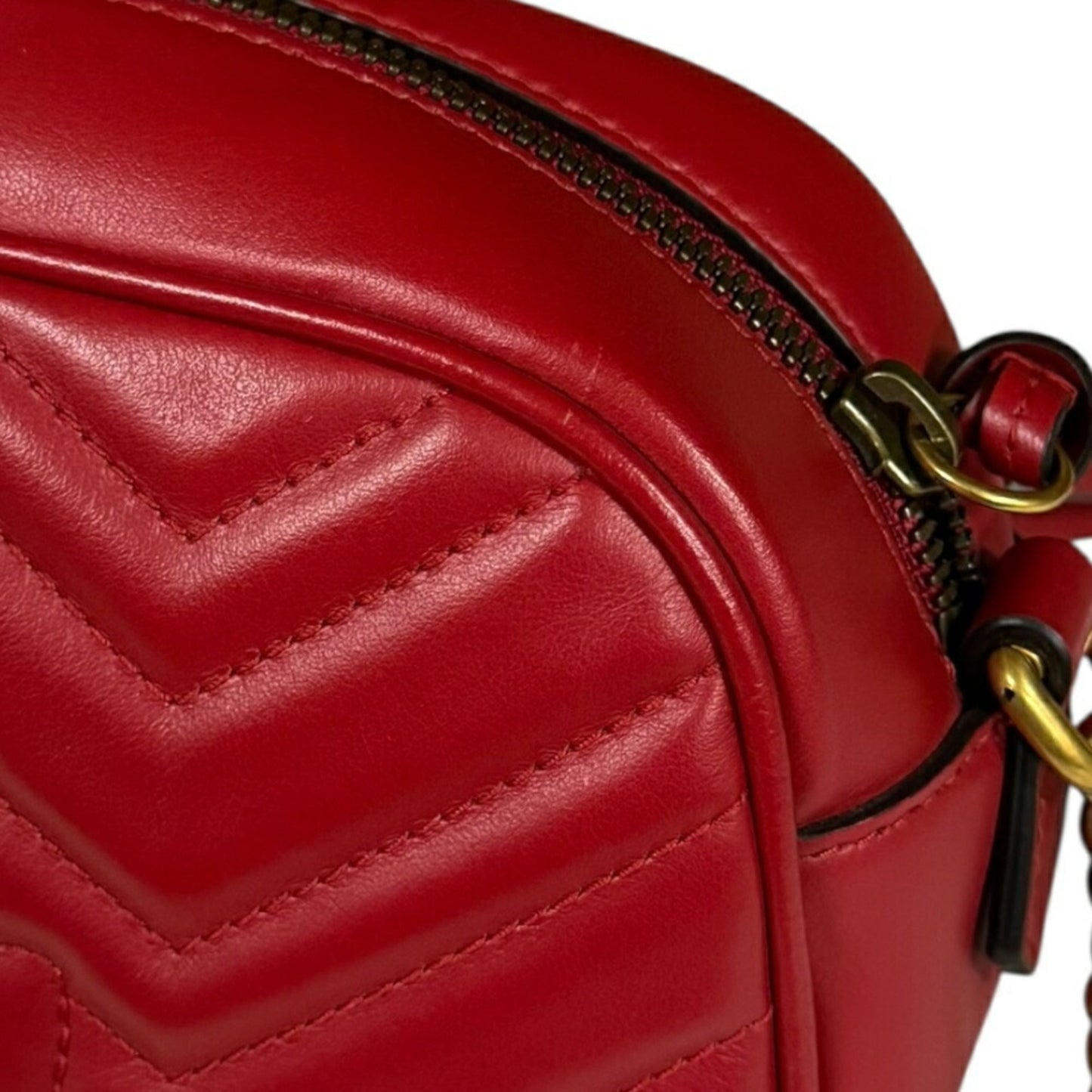Gucci Gg Marmont Red Color Leather Shoulder Bag