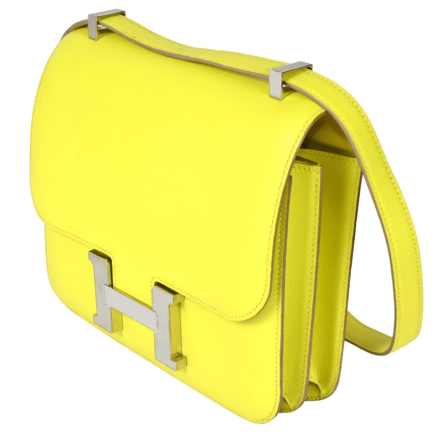Hermes Constance Lime Lime Evercalf Shoulder Bag Leather Yellow