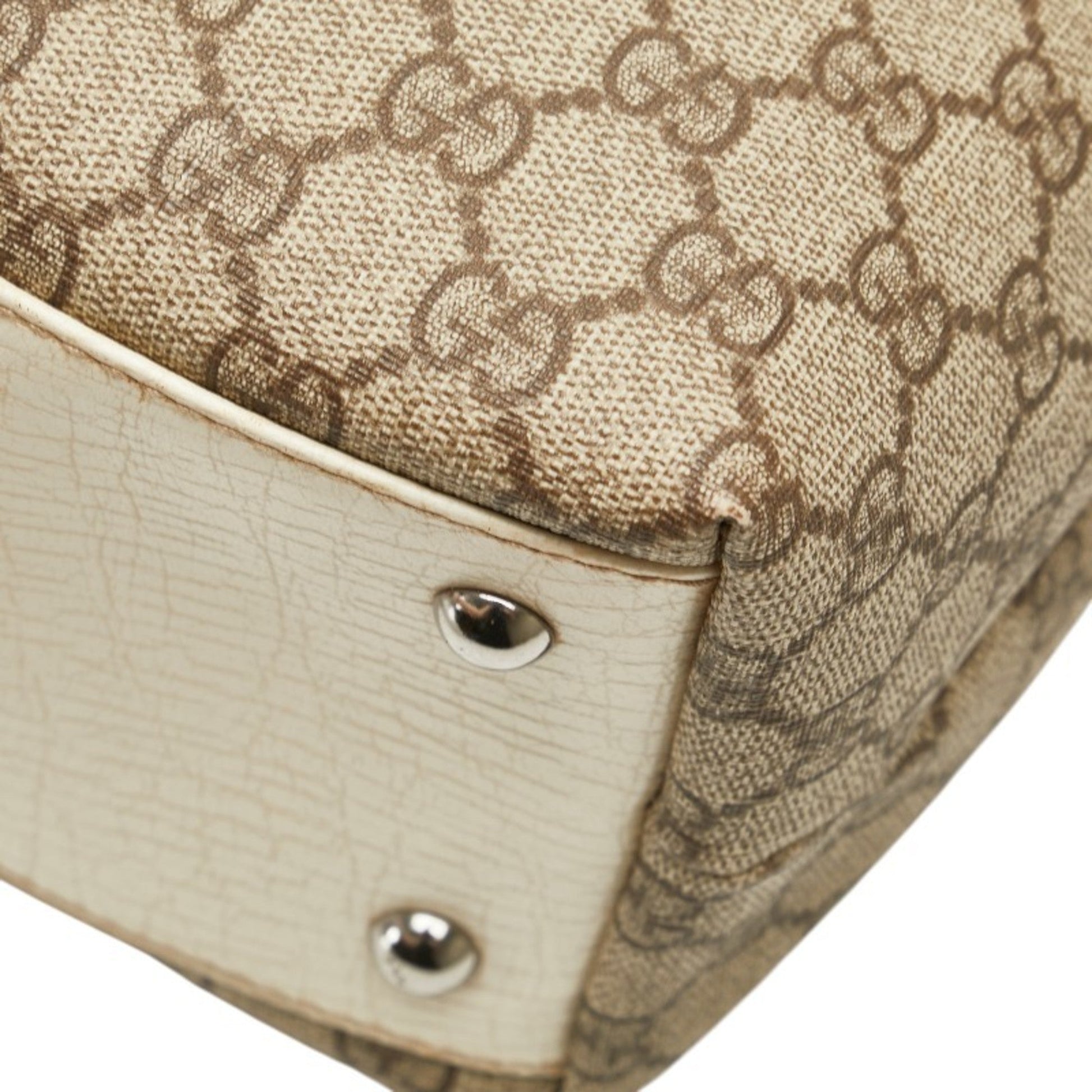 Gucci Beige Ivory Pvc Leather Handbag Tote Bag