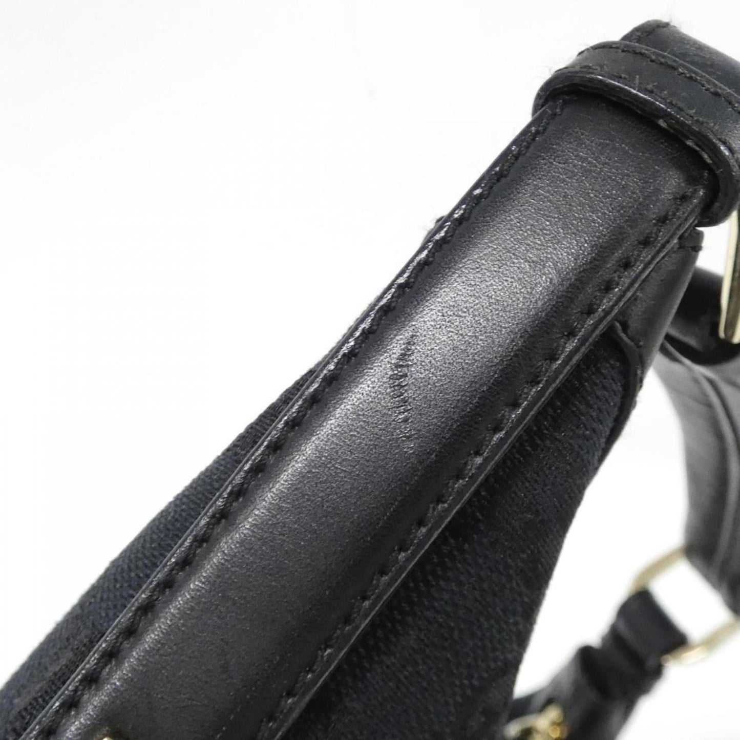 Gucci Black Gg Canvas Leather Shoulder Bag