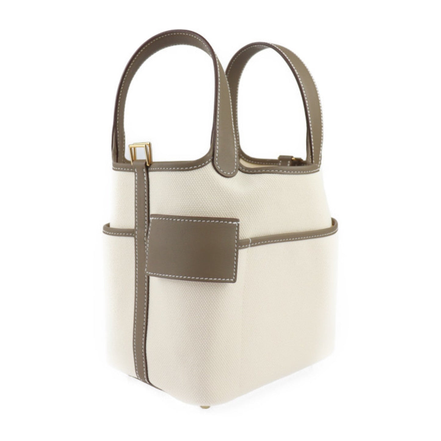 Hermes Picotin Ecru Etoupe Epsom Handbag Tote Bag Leather Gray