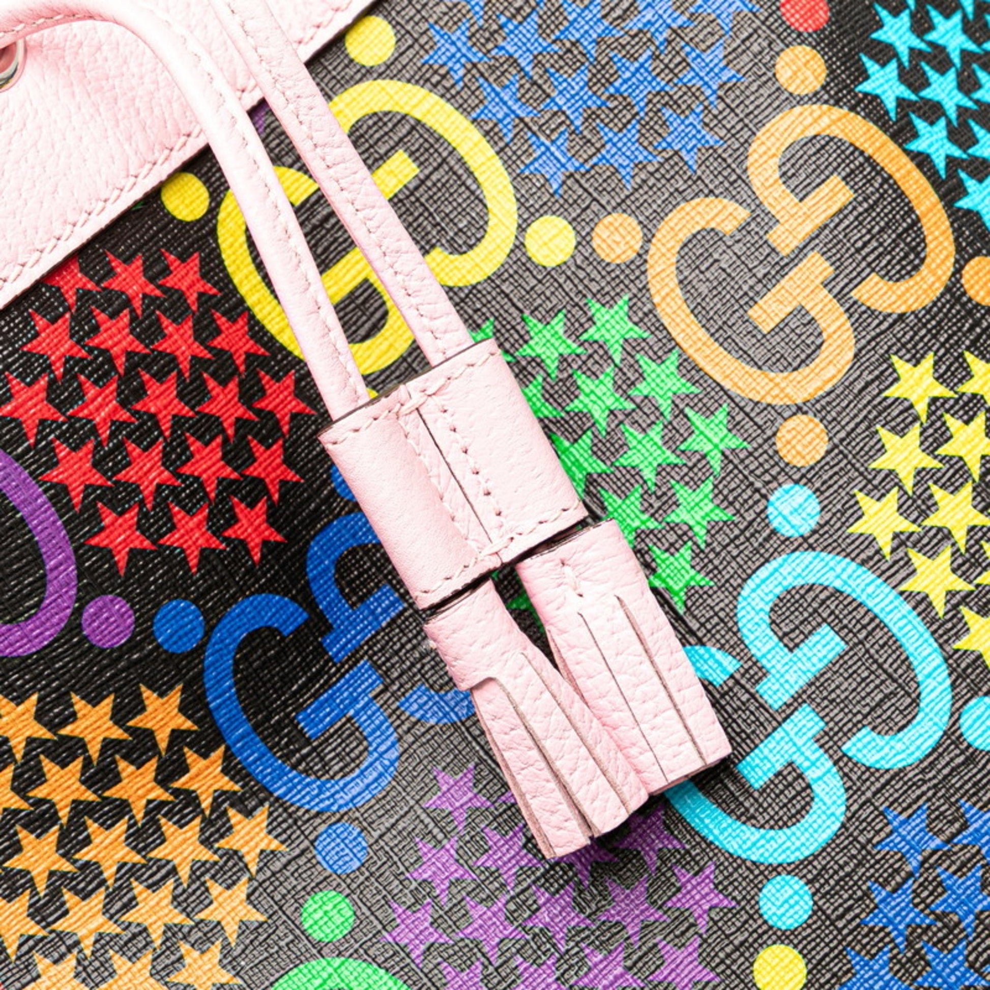 Gucci Black Multi-Color Pink Pvc Leather Shoulder Bag