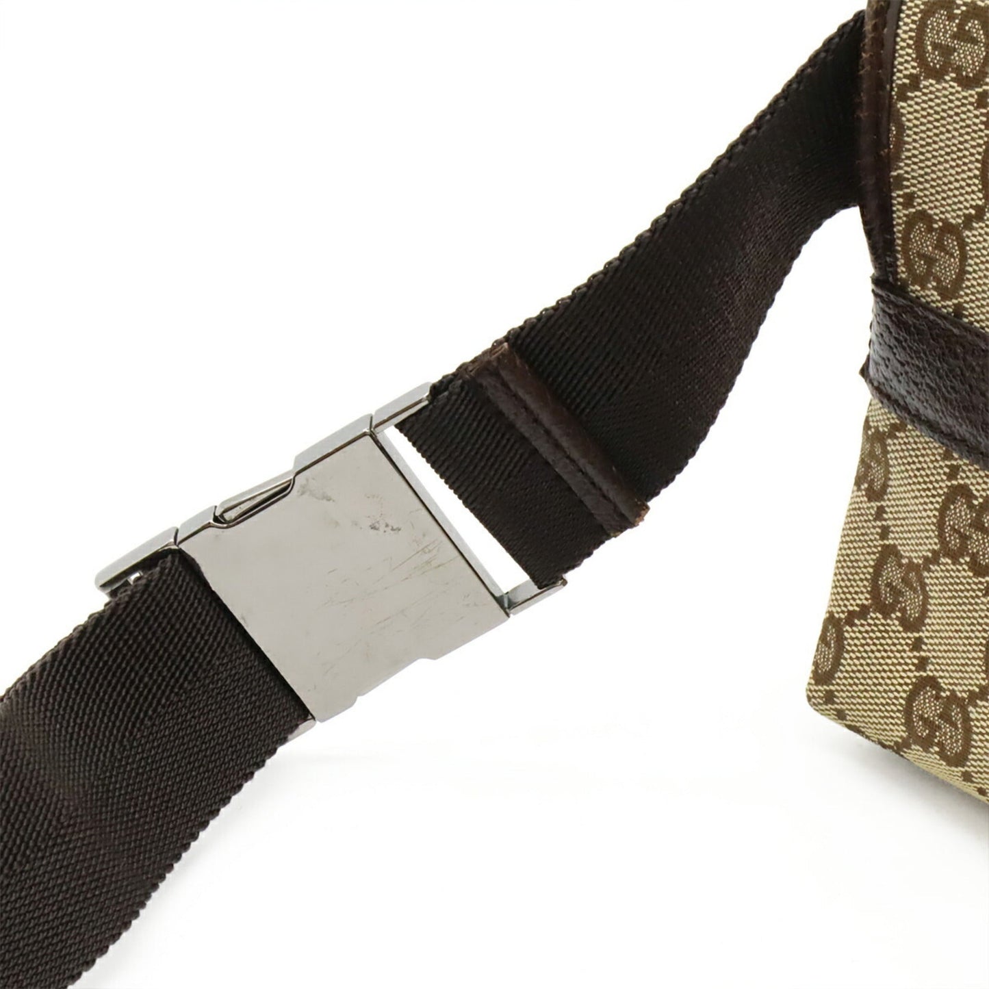 Gucci Beige Dark Brown Canvas Leather Pouch Sling Bag