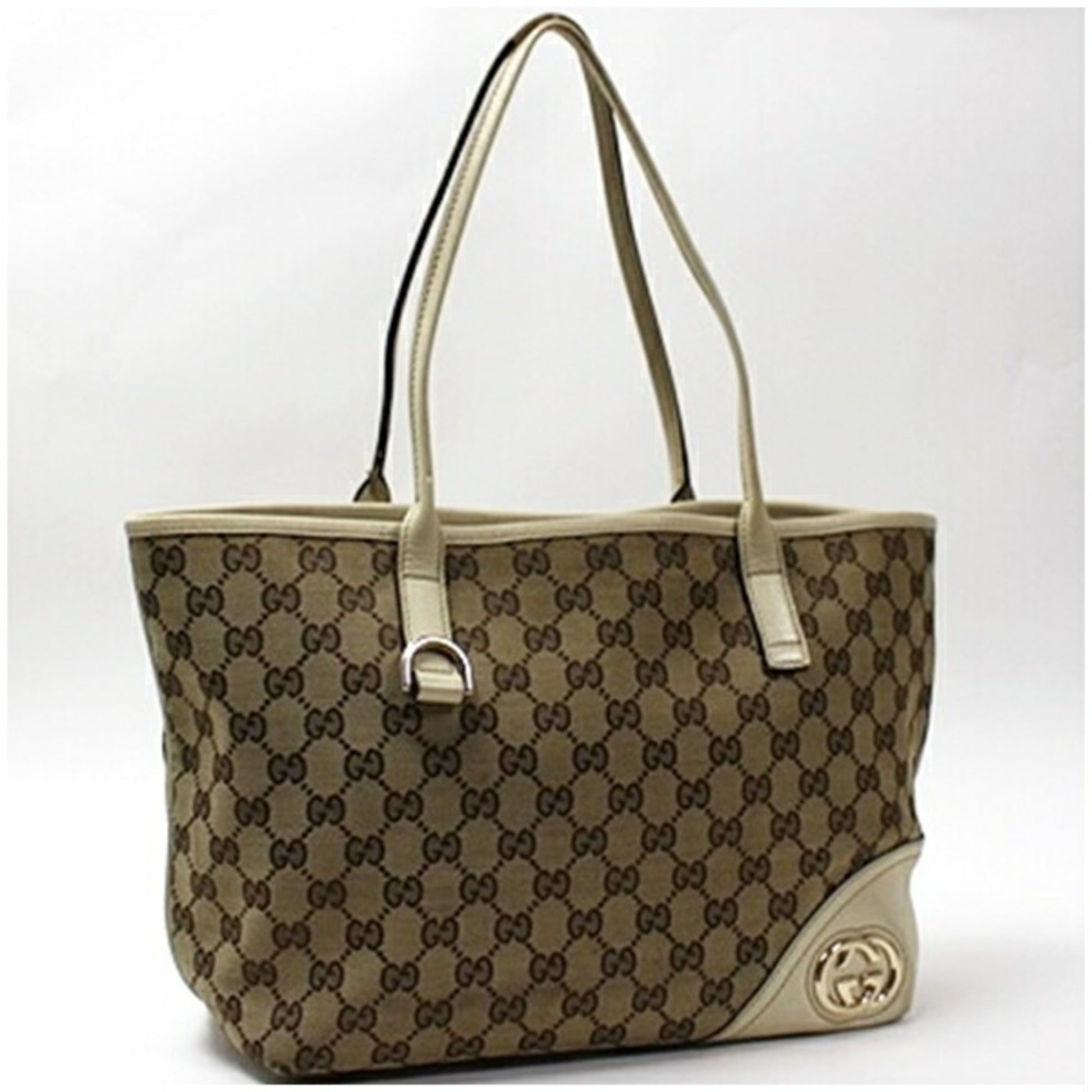 Gucci Brown Ivory Multi-Color Canvas Leather Shoulder Bag