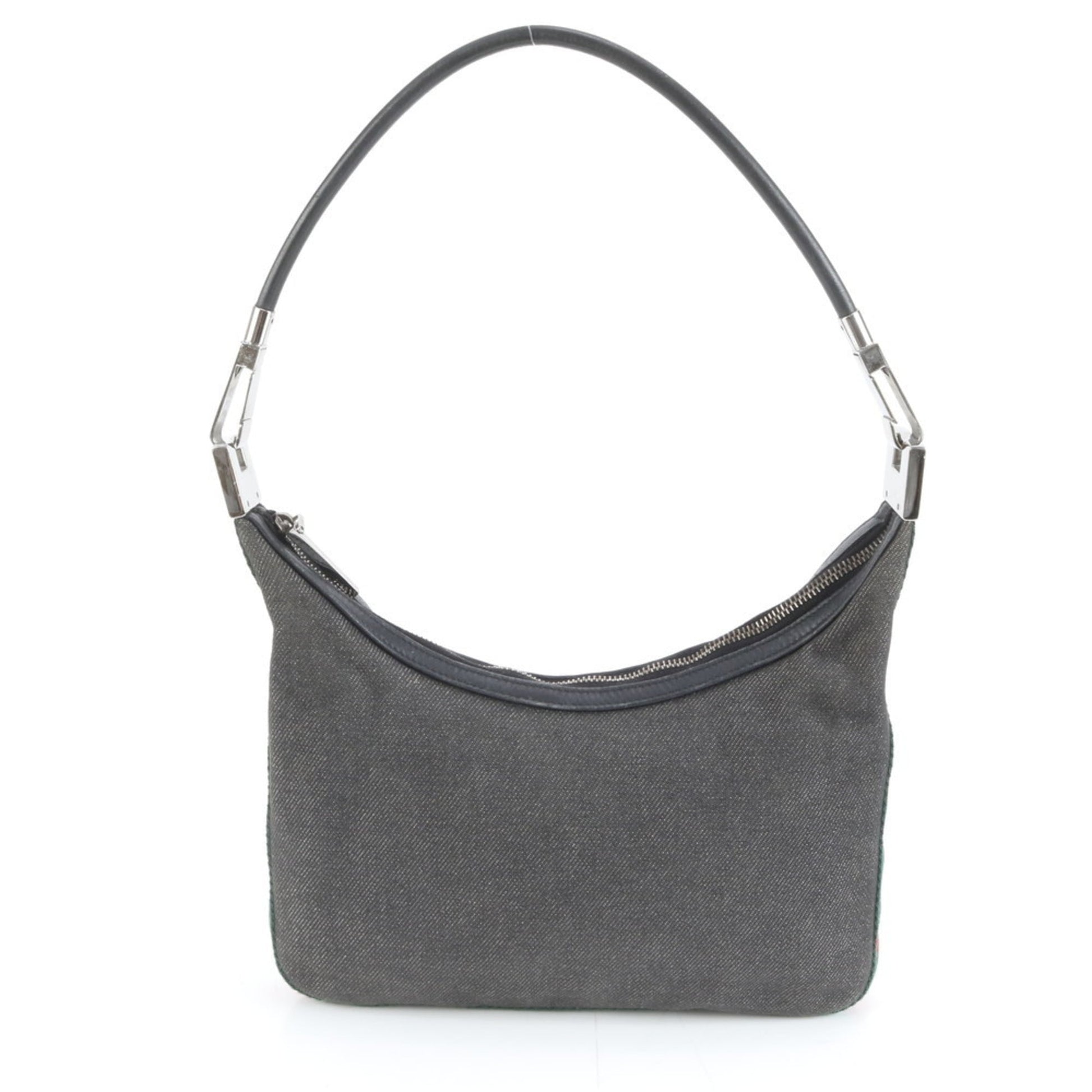 Gucci Black Leather Canvas Shoulder Bag