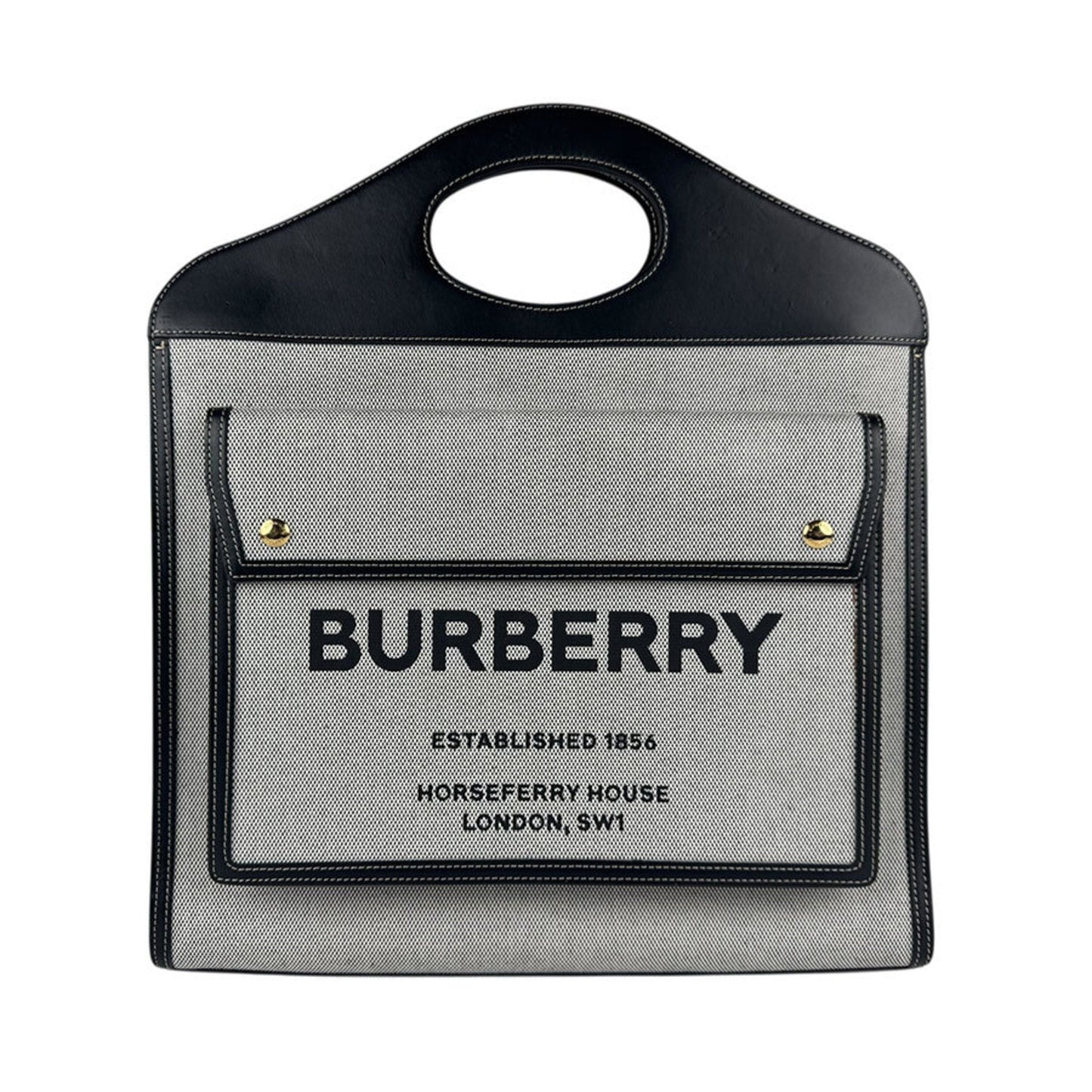 Burberry Handbag Shoulder Bag Leather Canvas Black 2