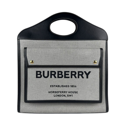 Burberry Handbag Shoulder Bag Leather Canvas Black 2