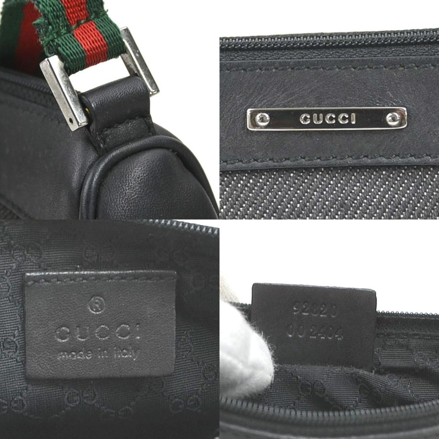 Gucci Black Leather Canvas Handbag