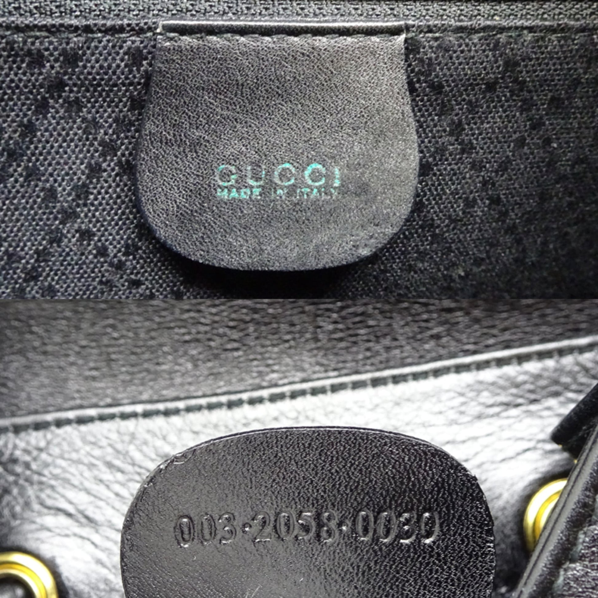 Gucci Black Leather Bamboo Backpack