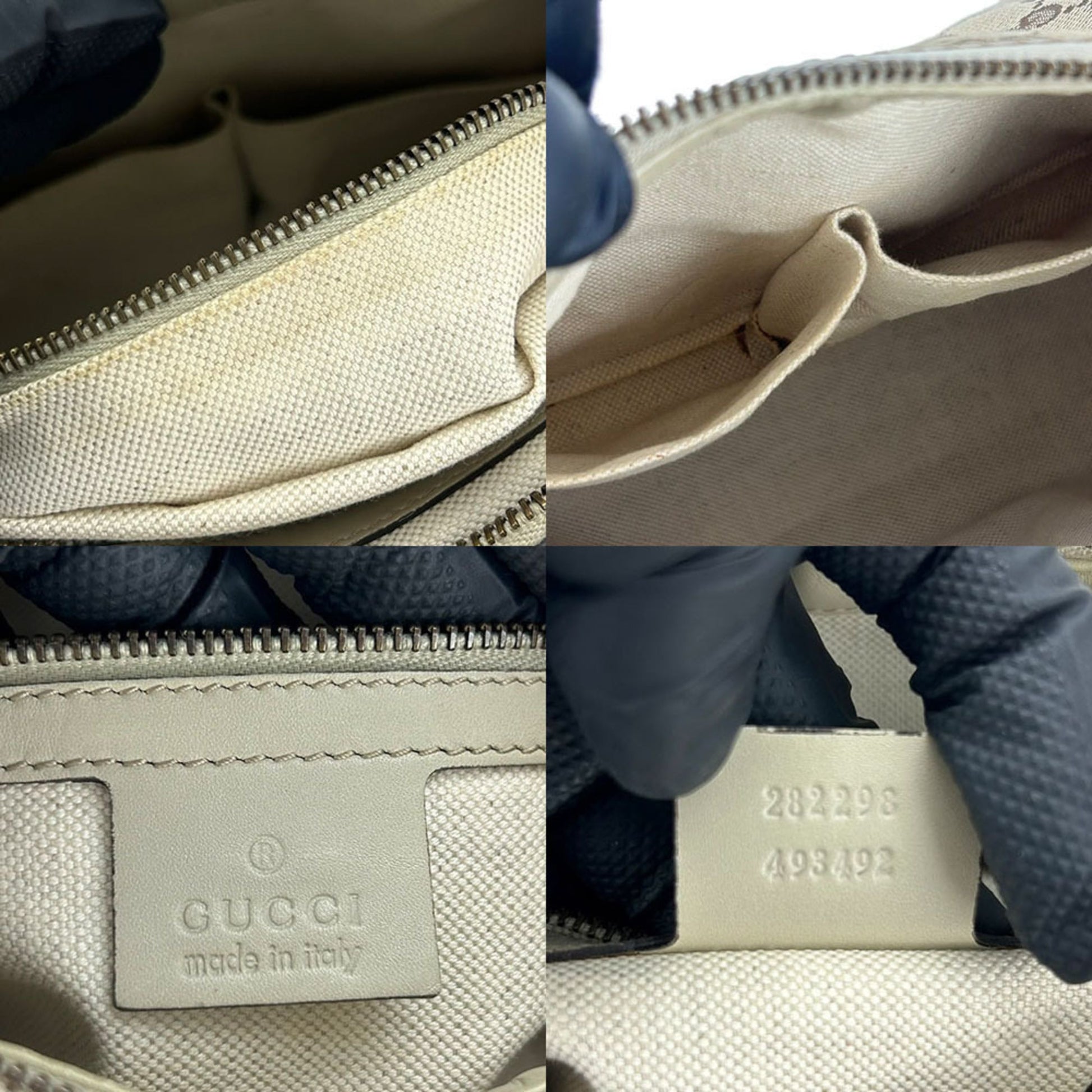 Gucci Gg Canvas Beige Gg Canvas Leather Shoulder Bag