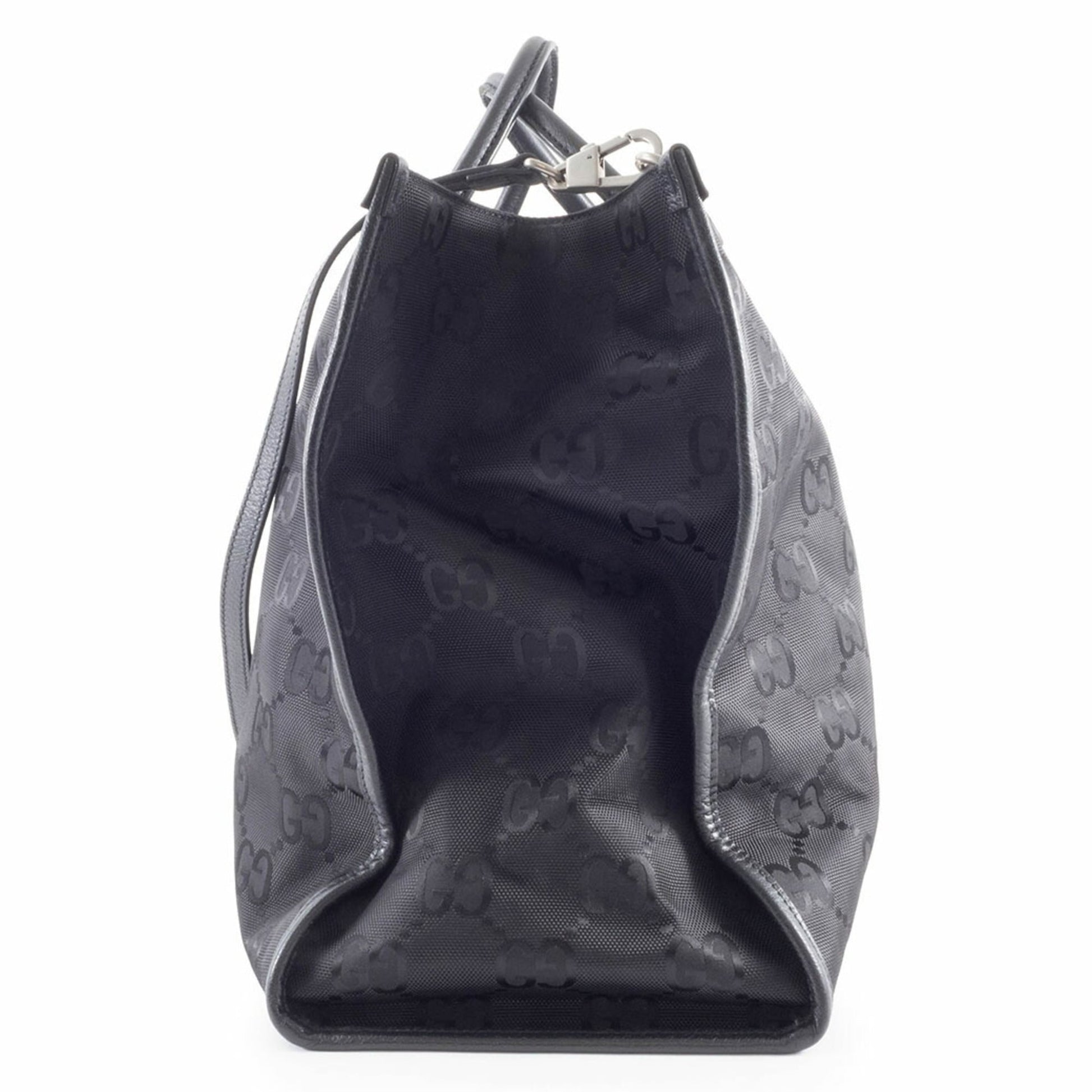 Gucci Black Nylon Leather Tote Bag